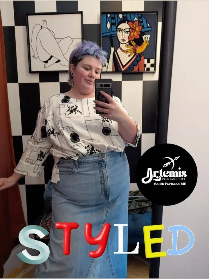 ✨The best part of my day is watching you guys slay the fashion game! 😍 Katie's Artemis look is everything - that vintage top and maxi skirt combo is perfection! We're all about helping you find your personal style and feel confident in what you wear