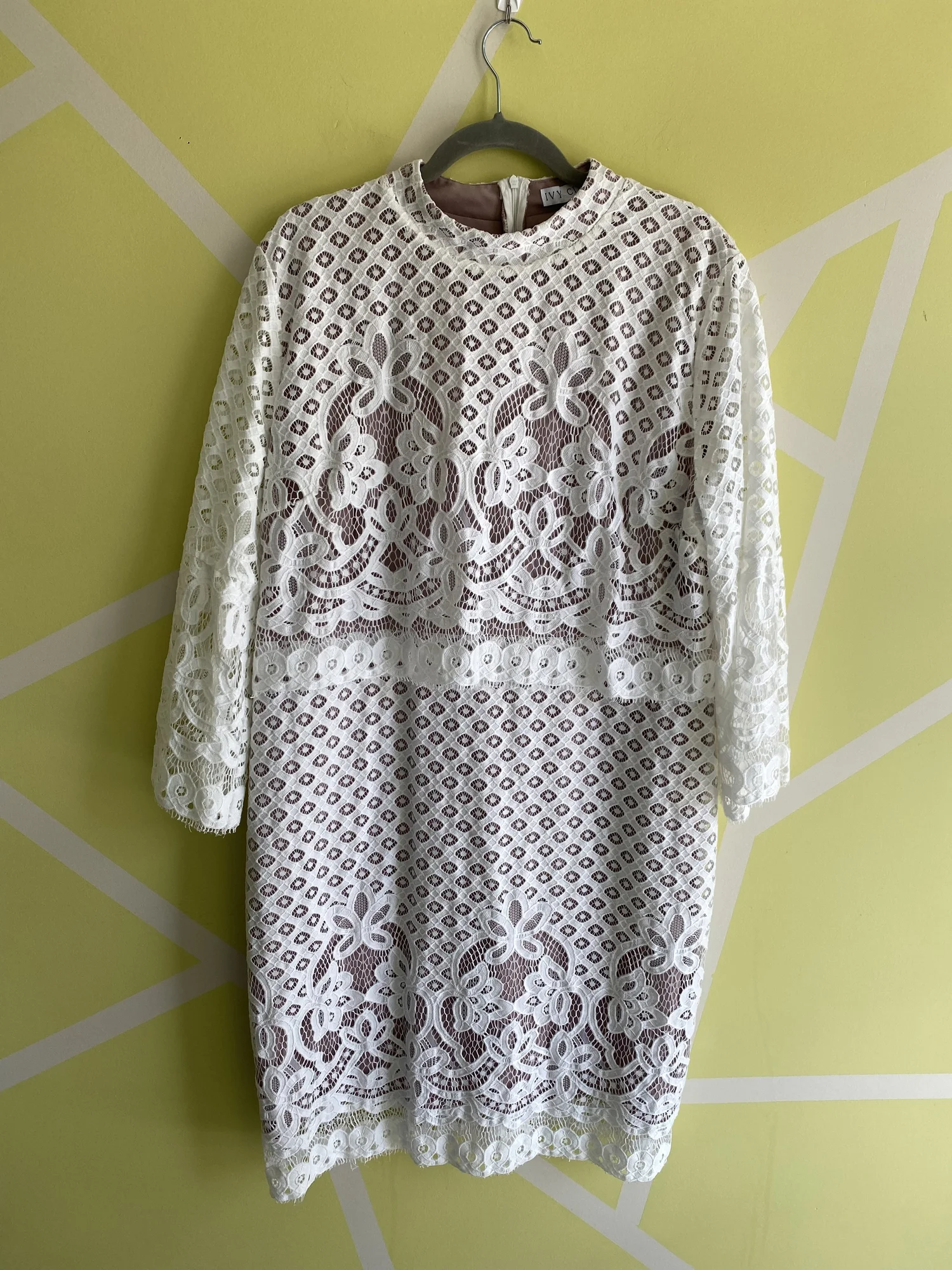 plus ditsy floral lace overlay dress Ditsy Floral Lace Up Midi Dress (Cream/Yellow) main image 0