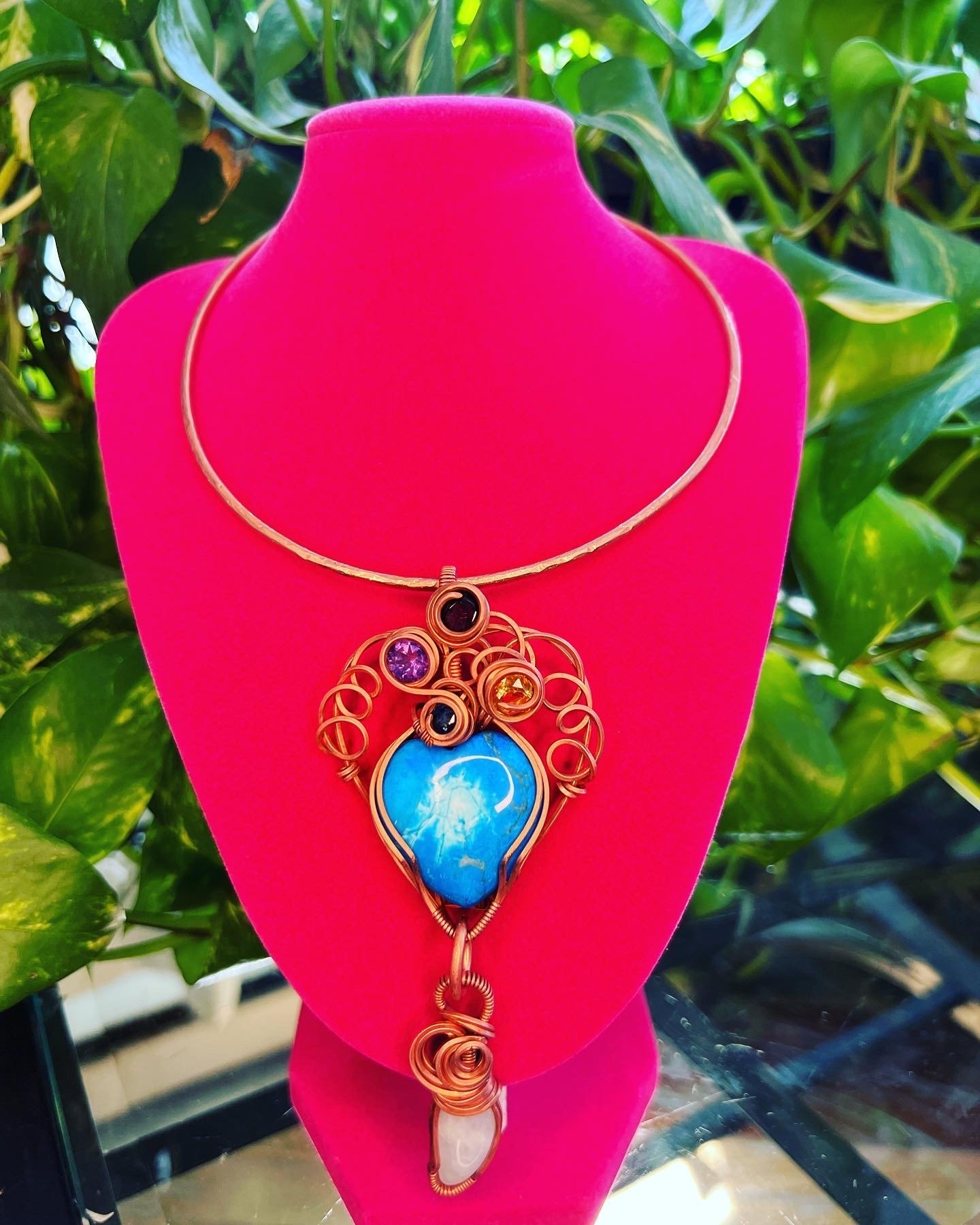 Multi stoned copper choker