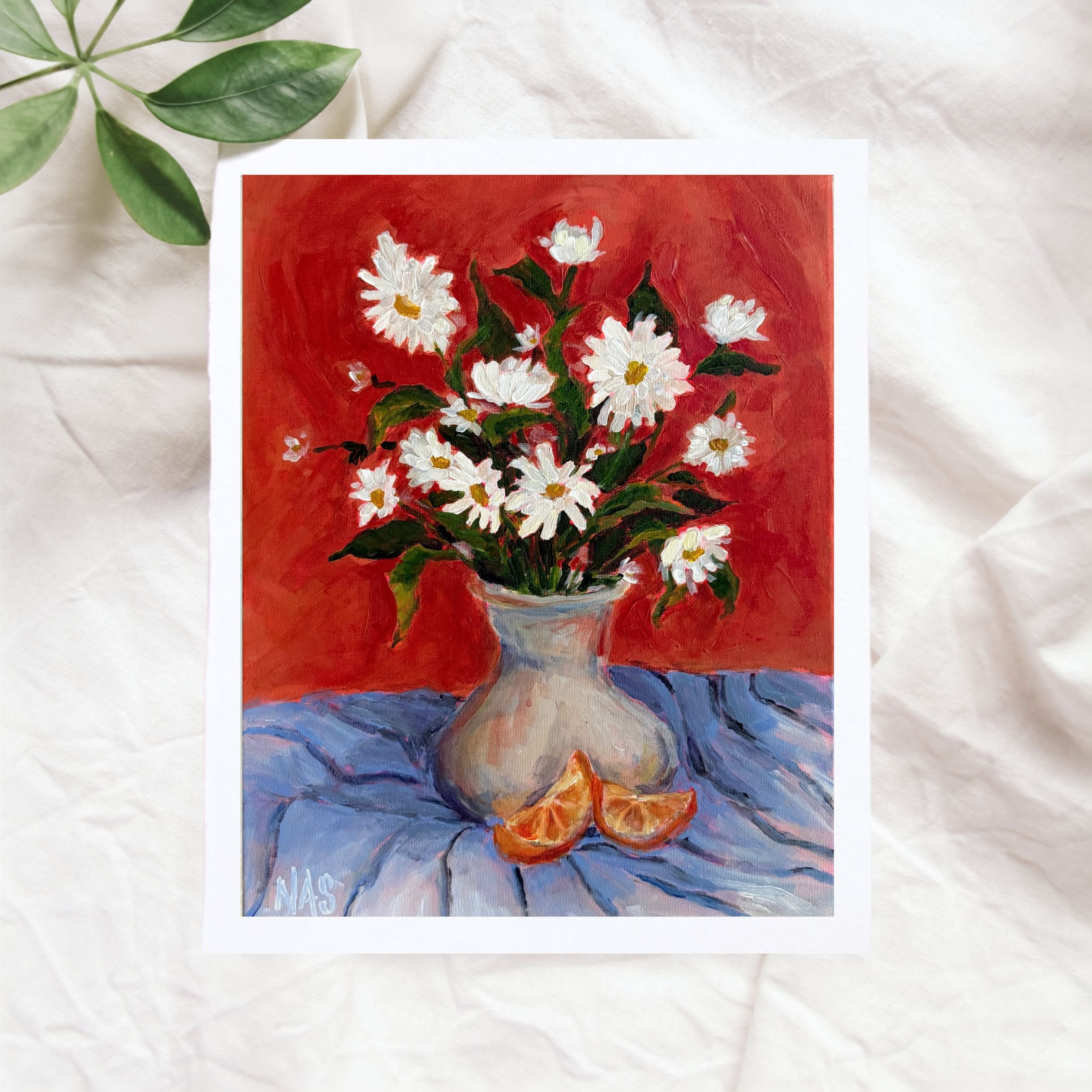 Daisies & Oranges Art Print