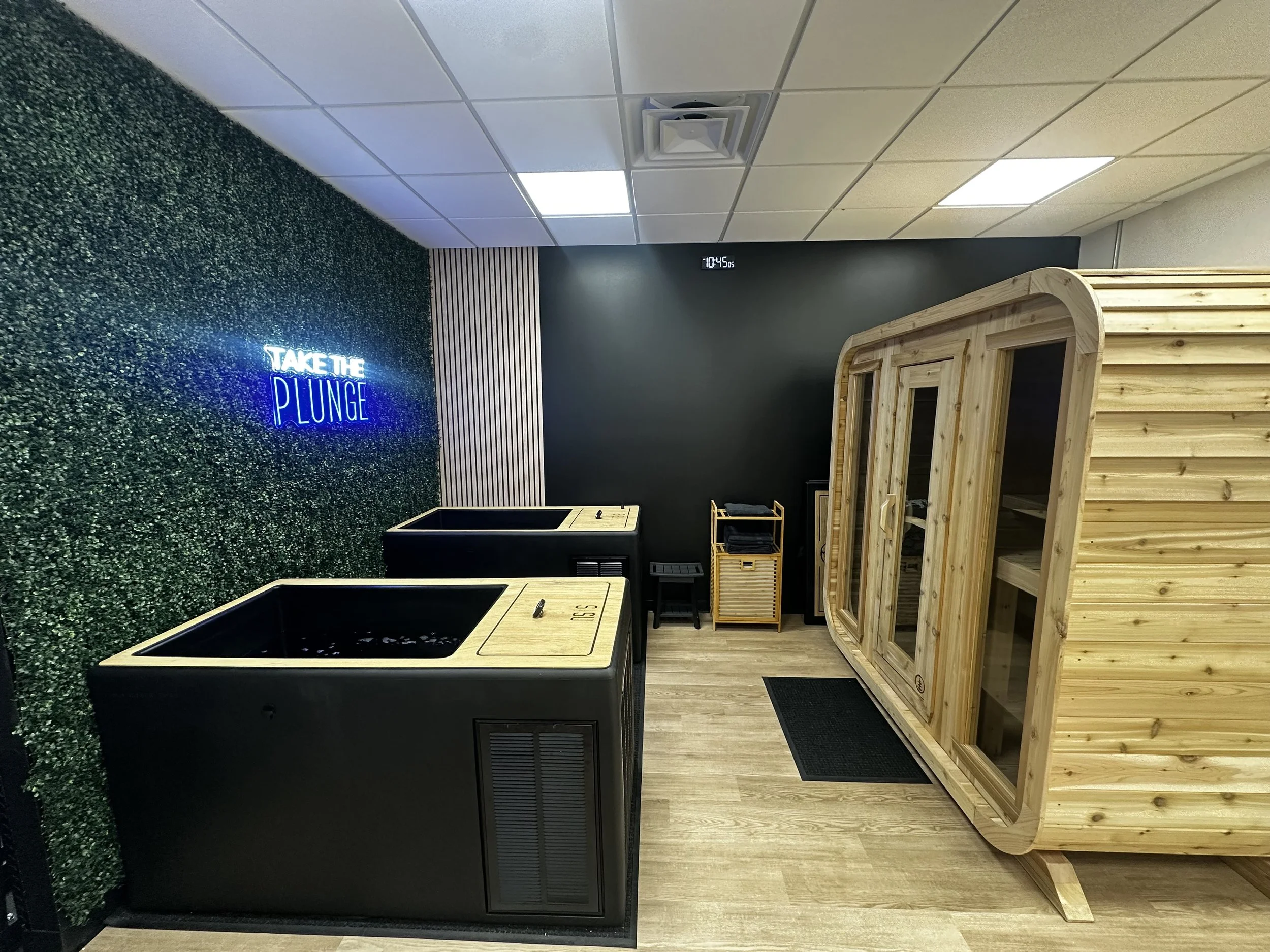 Wellness Center at Atlas Performance Center. Sauna, cold plunge.