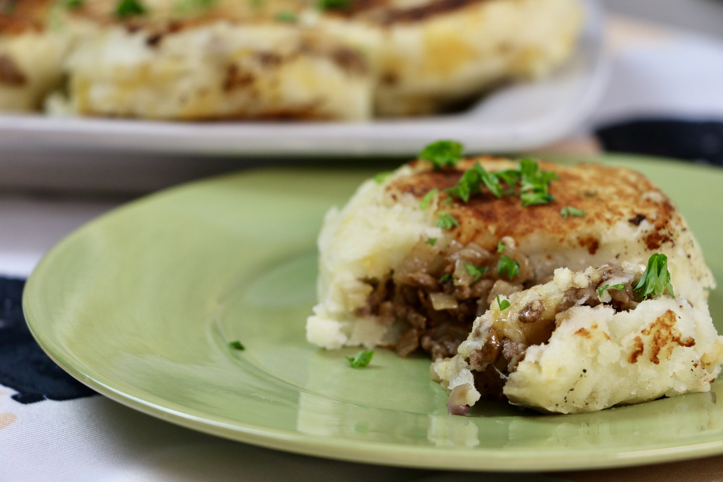 Cheesy Beef Stuffed Potato Cakes