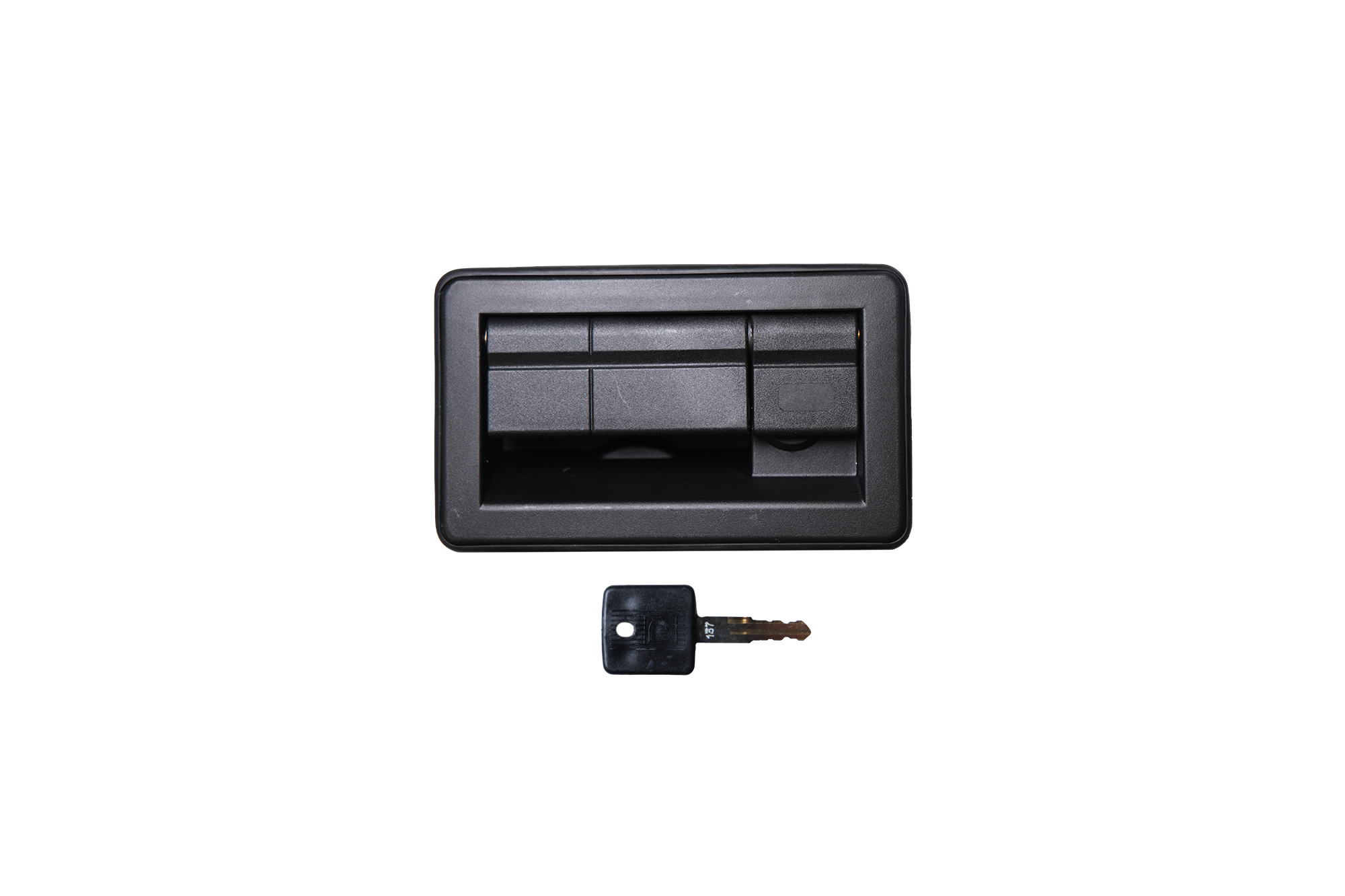 BLACK PLASTIC ROBUSTION LOCKING HANDLE AND KEY