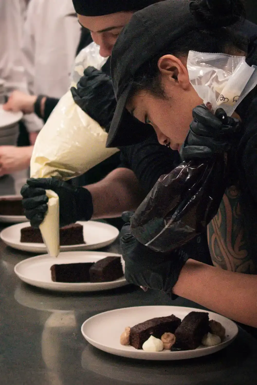 Kitchen staff working at a event