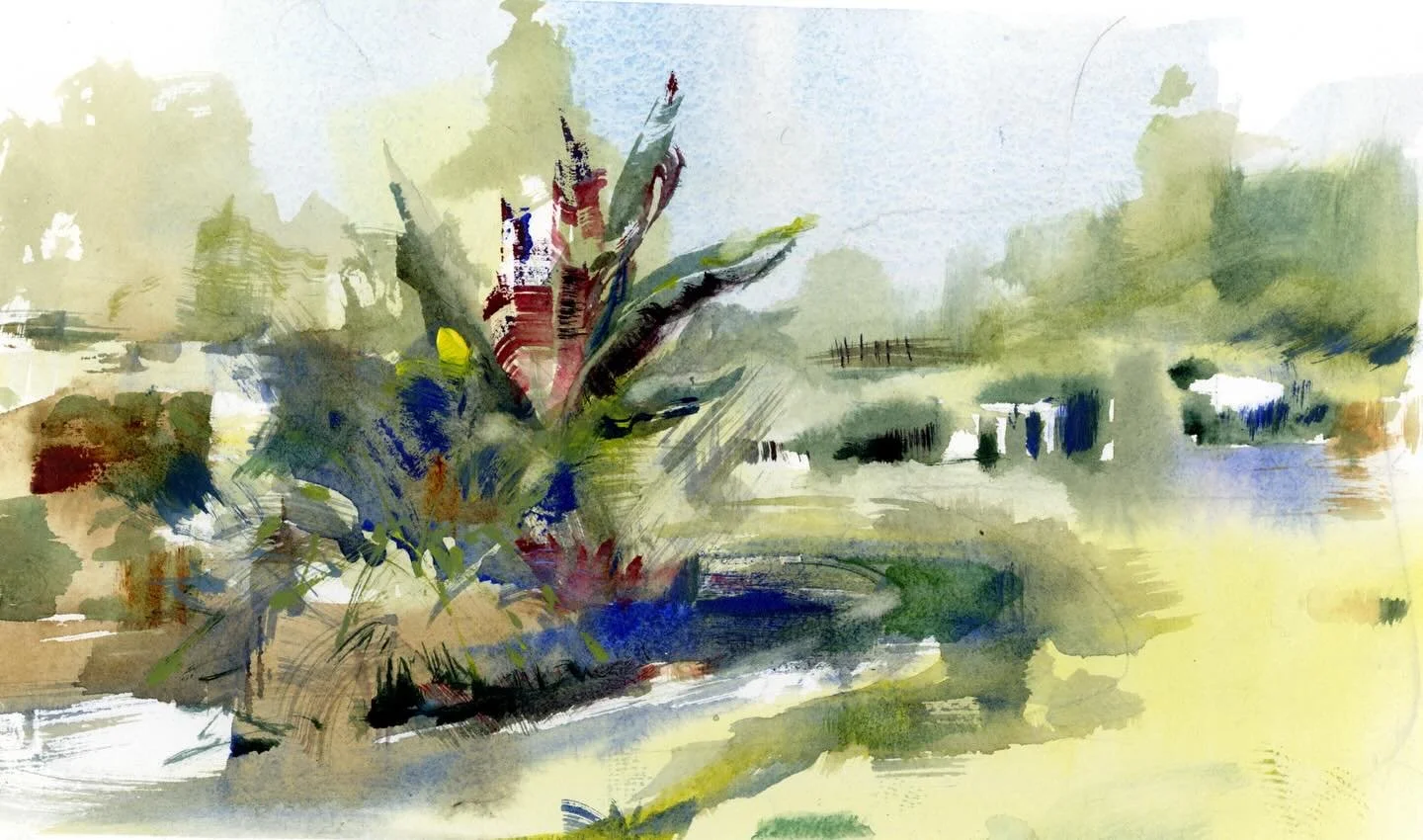 Wave Hill. A garden paradise on the Hudson River. Last Friday&rsquo;s painting moments with fun art partner @aalisoned  #watercolor #pleinairpainting #wavehill #quietobservation