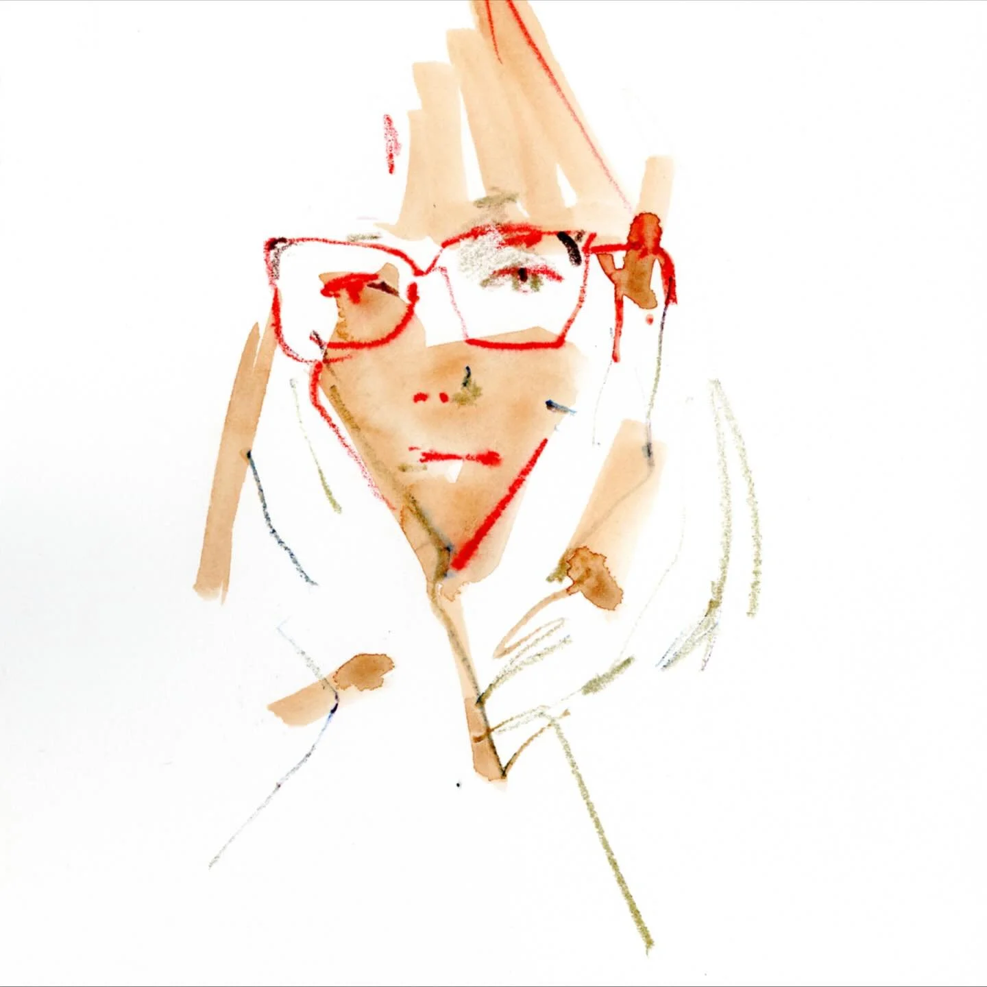 Tardy post of a few of the darling artists who posed for all of us during Monday&rsquo;s @drawingisfree_org quick portrait hour. Such a good start to each week. #watercolor #watercolorportrait #drawingisfree #quick #onesongeach