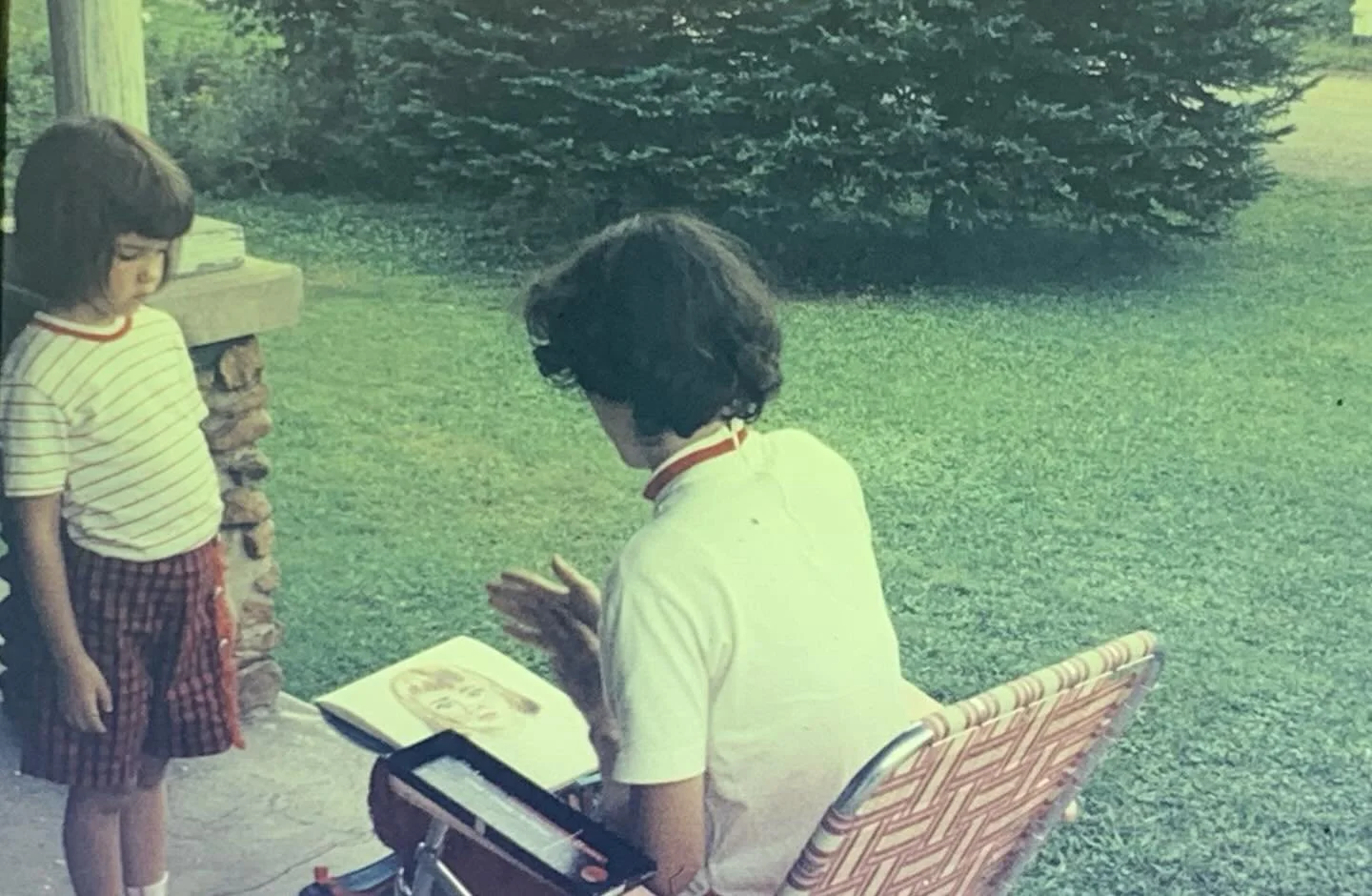 Touched to find these records of Mom sketching me on the porch of her grandmother&rsquo;s country place, the Gipsy house. Especially poignant is her look on the porch post or pre sketch. She had dreams. Unfulfilled. But boy did she fill ours. Dad too
