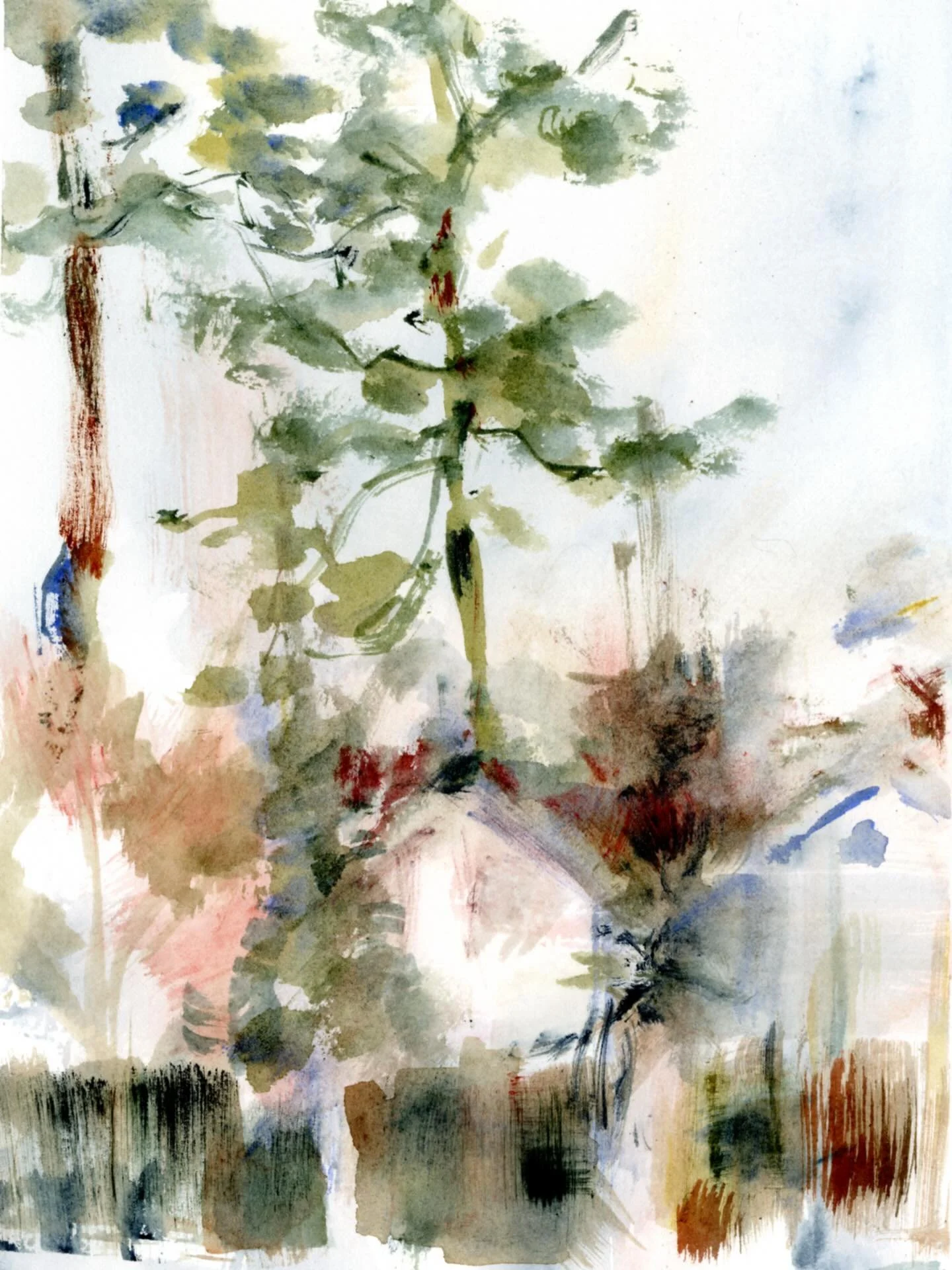 View of the yard from a recent trip to Houston. Peaceful perch with good friends @caty.gleason and @espeeglee_ #watercolor #pleinairpainting #twilight