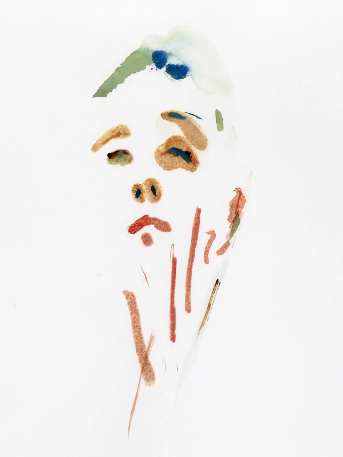 Monotype followed by spots and strokes for today&rsquo;s @drawingisfree_org Monday portrait session. Any sweet hour of the week has a tough time matching this one. Thanks all. #watercolor #monotype #quickportrait