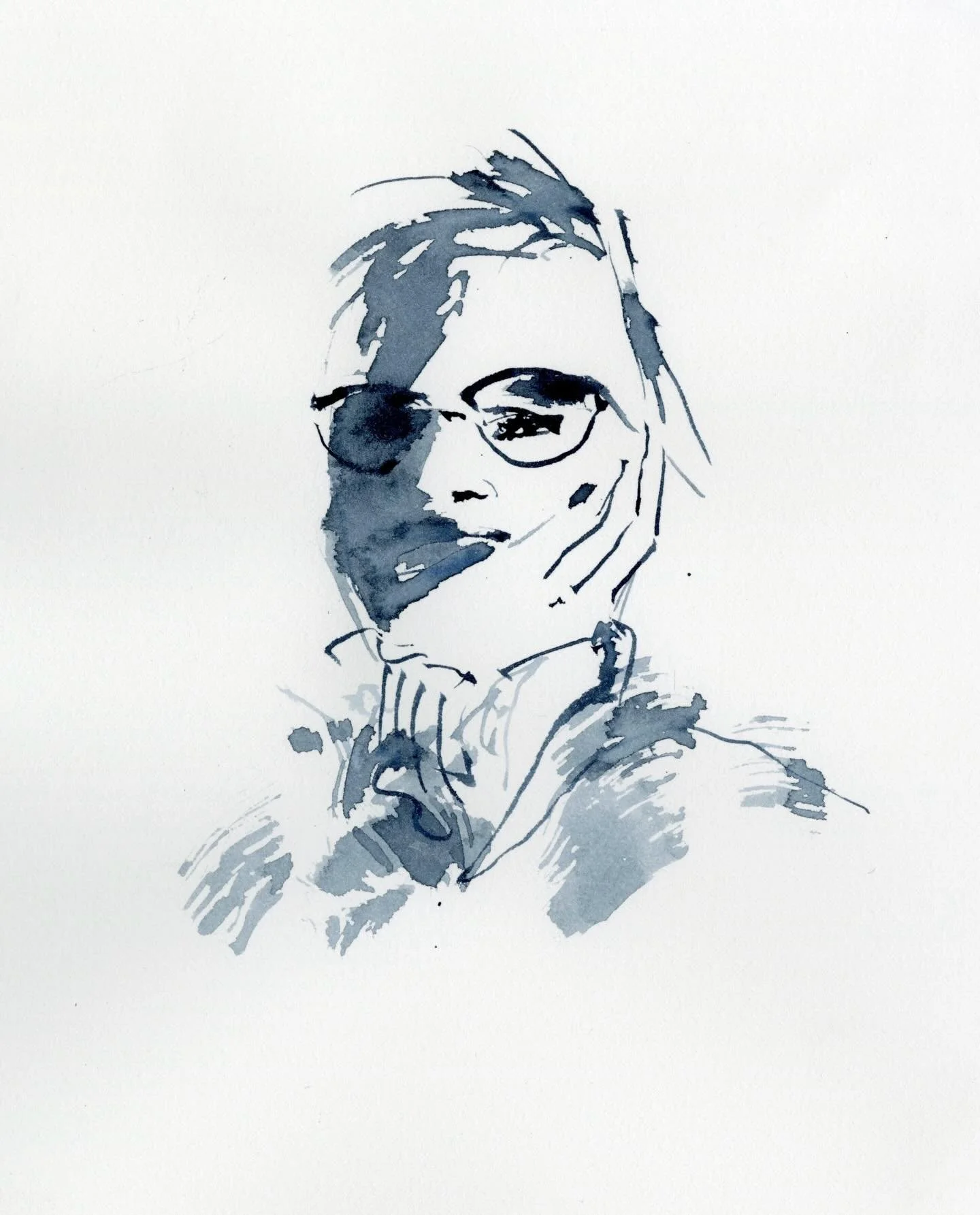 Painting with a hardware store brush meant for clearing dirt from gears and such. The freedom of portrait painting with Monday&rsquo;s sessions hosted by @drawingisfree_org  #swinging #paynesgray #quickportrait