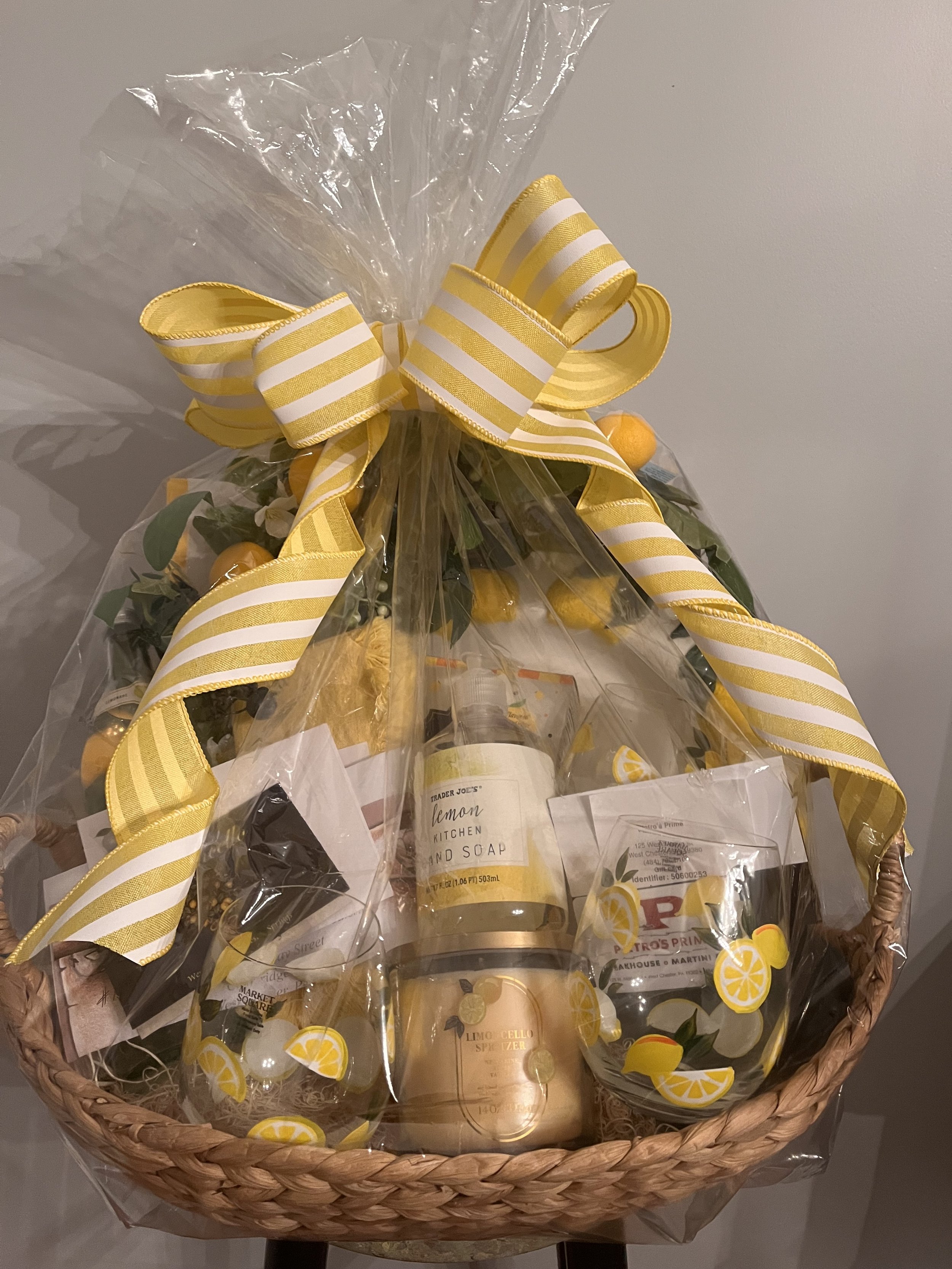 Basket with Yellow Ribbon for spring