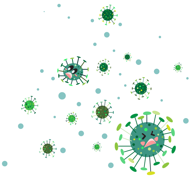 Cartoon COVID-19 particles