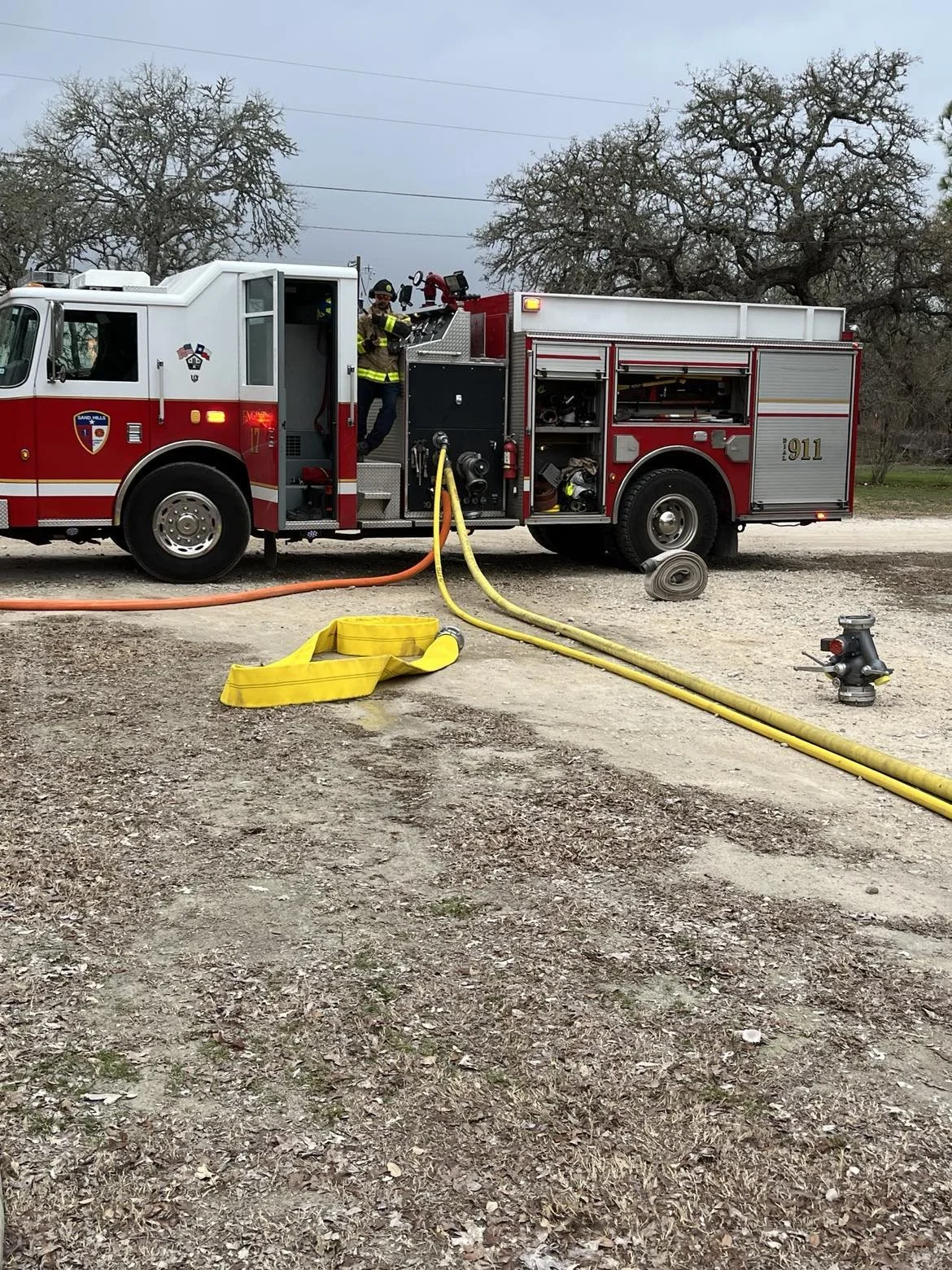 Engine 5717, and FF/Paramedic Hallmark Pumping several Hoselines during a propane flaring operation.