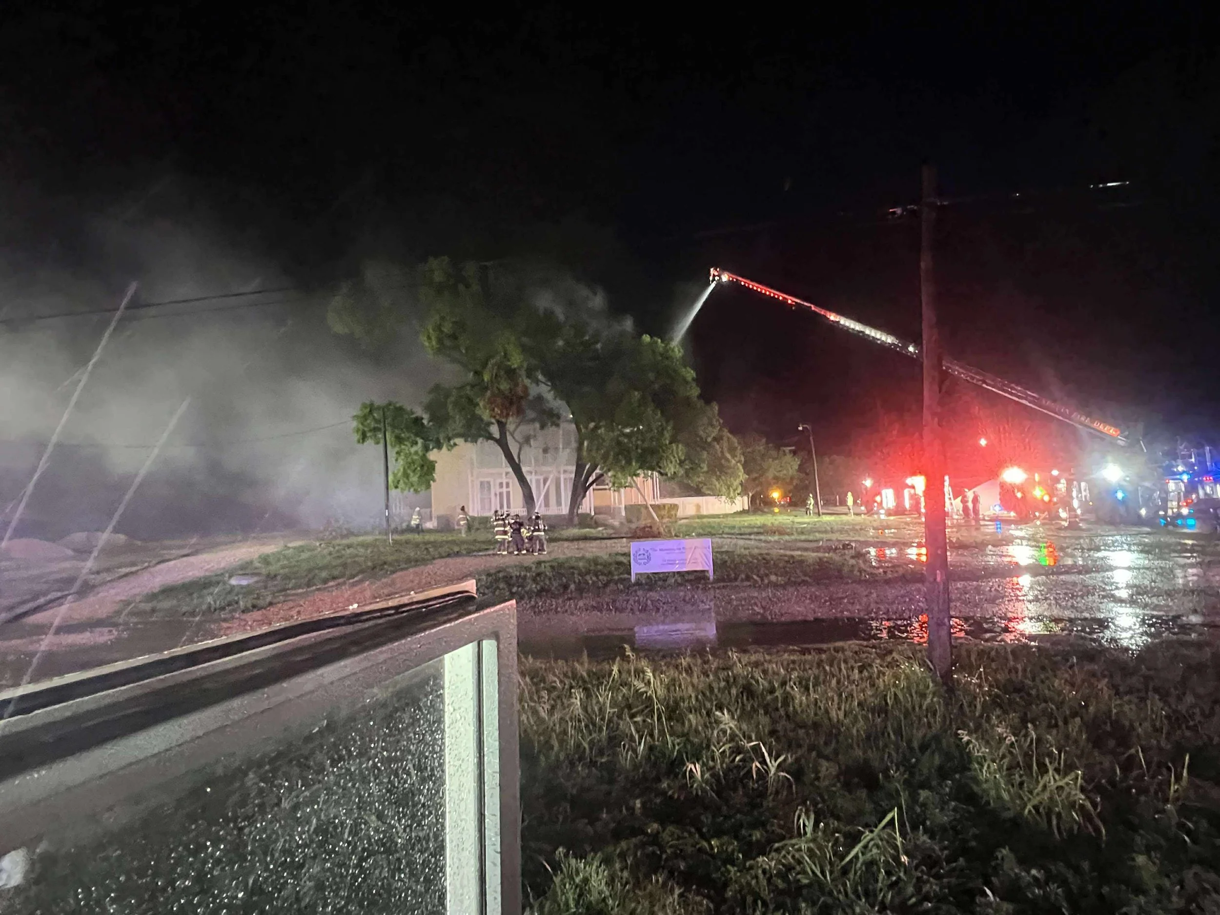 Engine 5717 along with McQueeney VFD, New Braunfels FD, providing Mutual Aid to Seguin FD, after a lighting strike caused a large fire in a historic 3 story home in downtown Seguin.