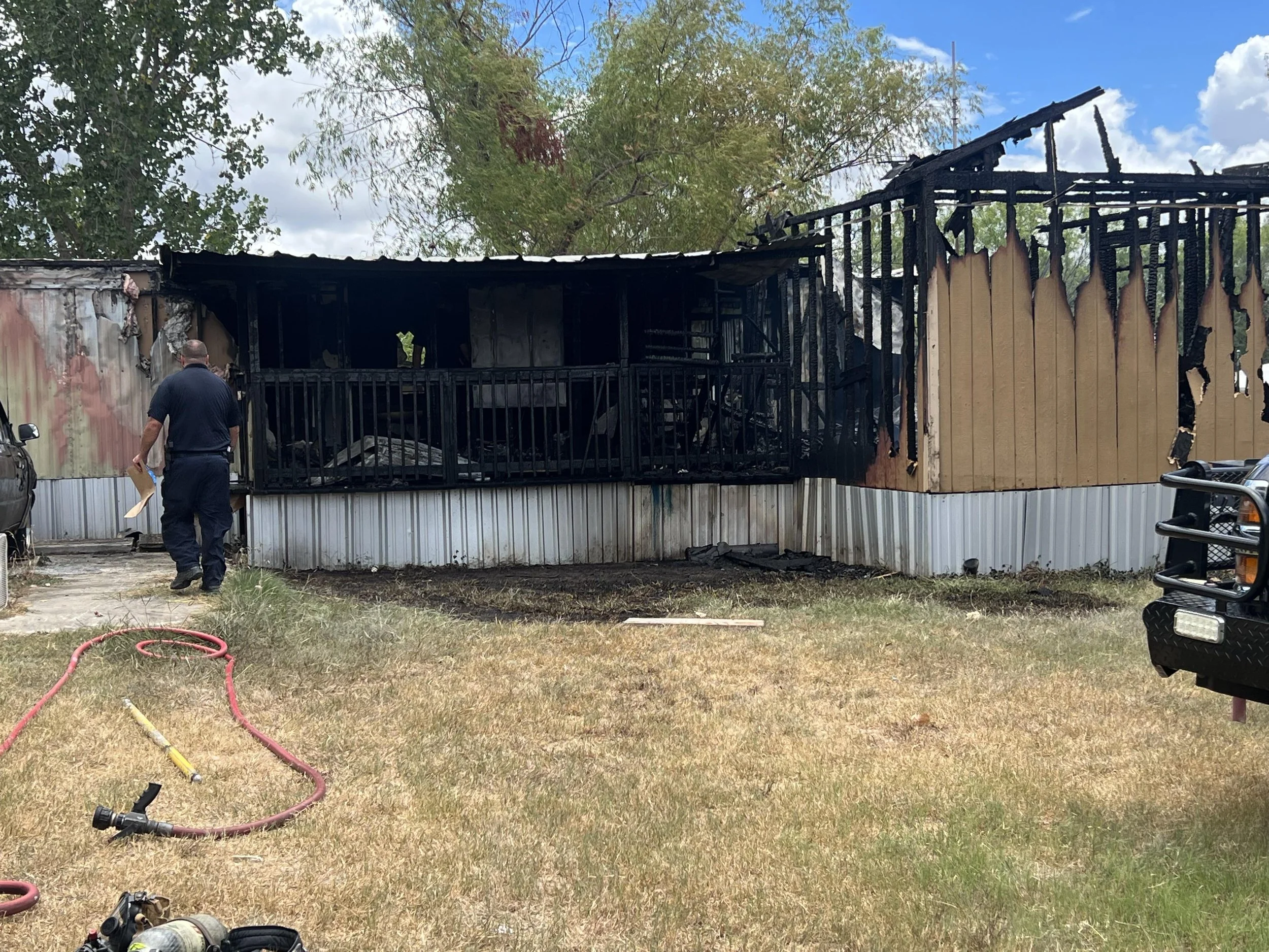 Taken just before clearing scene after a fire took half of the mobile home.