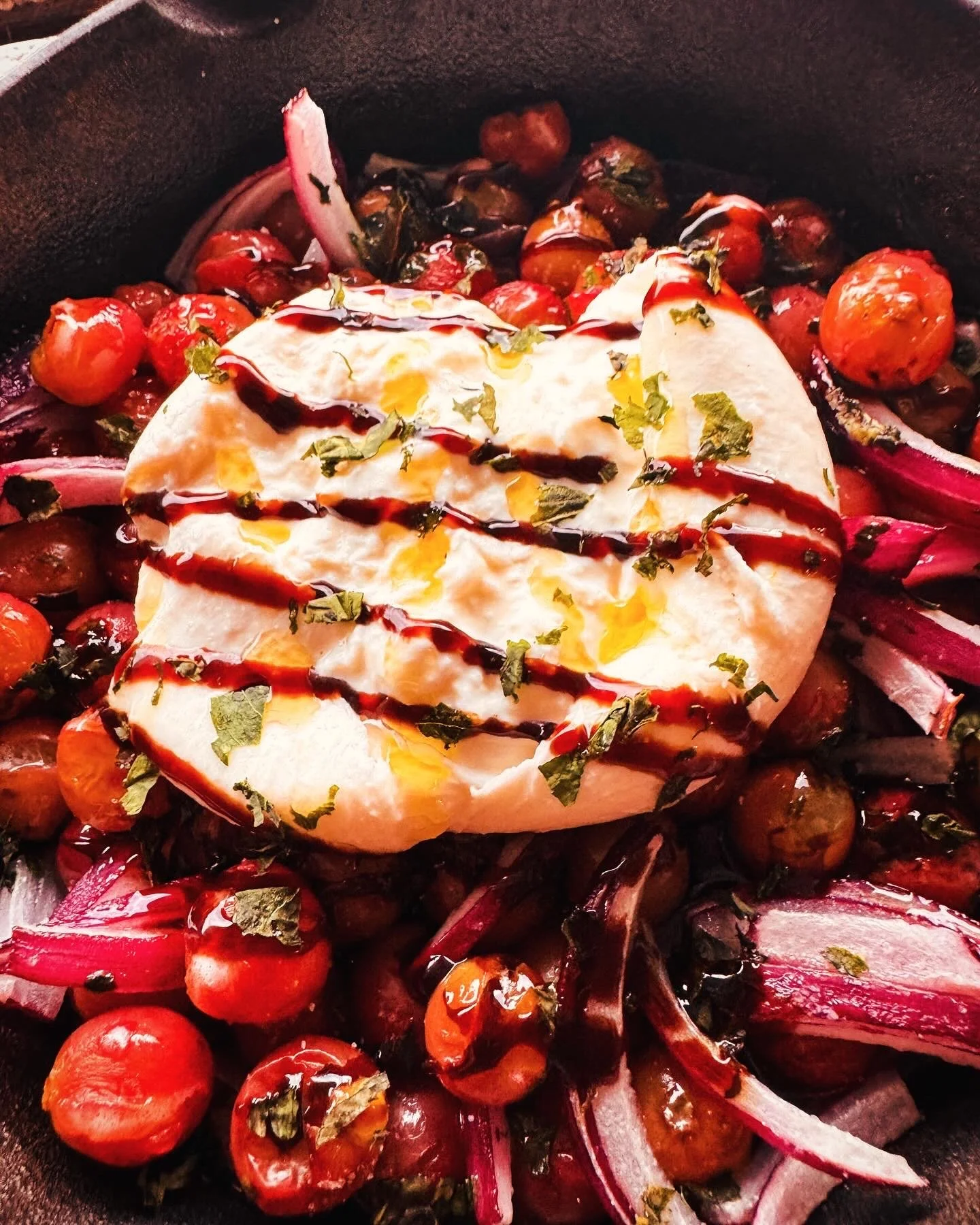 Roasted Grape &amp; Burrata Skillet