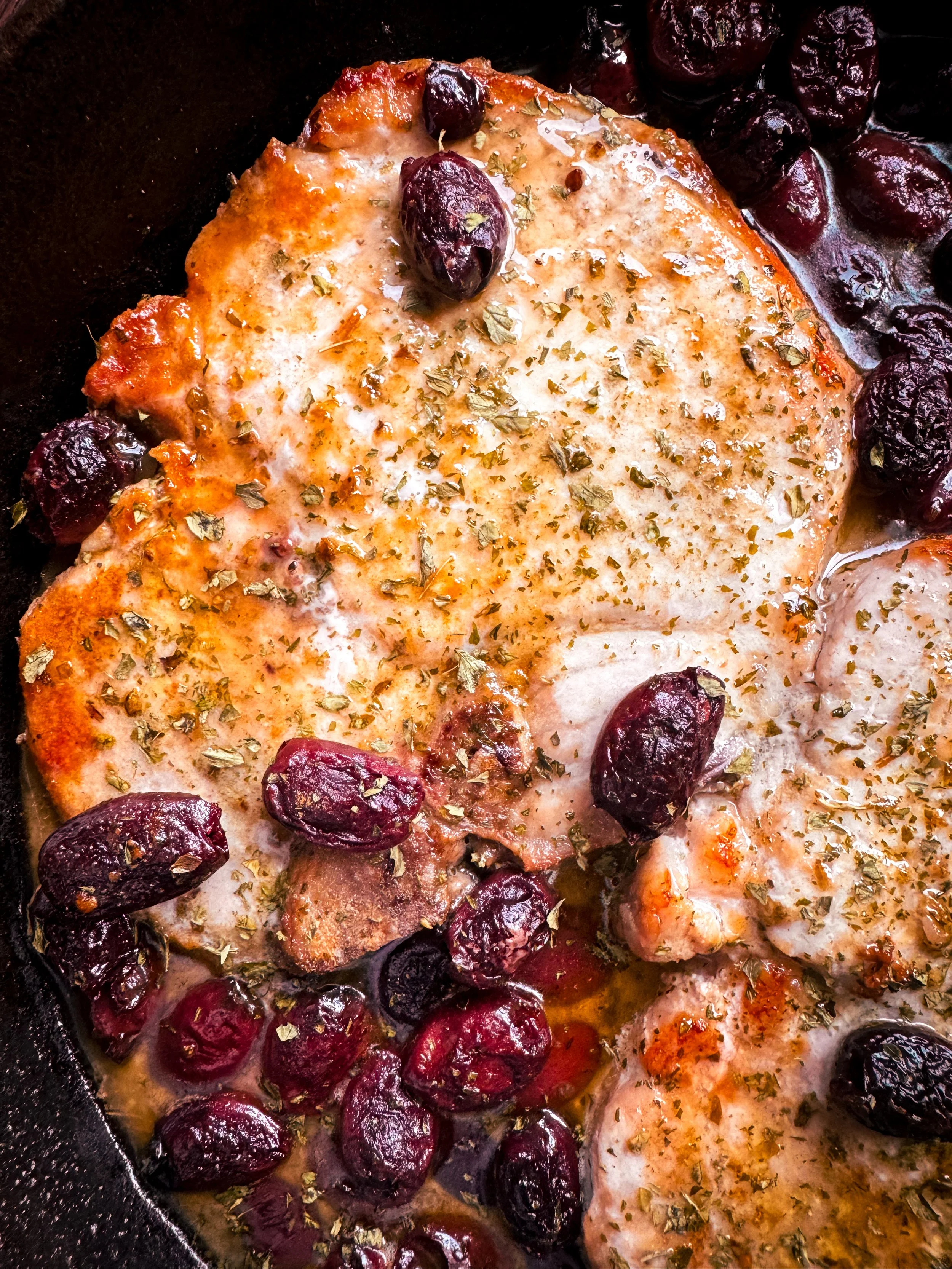 Kalamata &amp; Garlic Butter Pork Chops