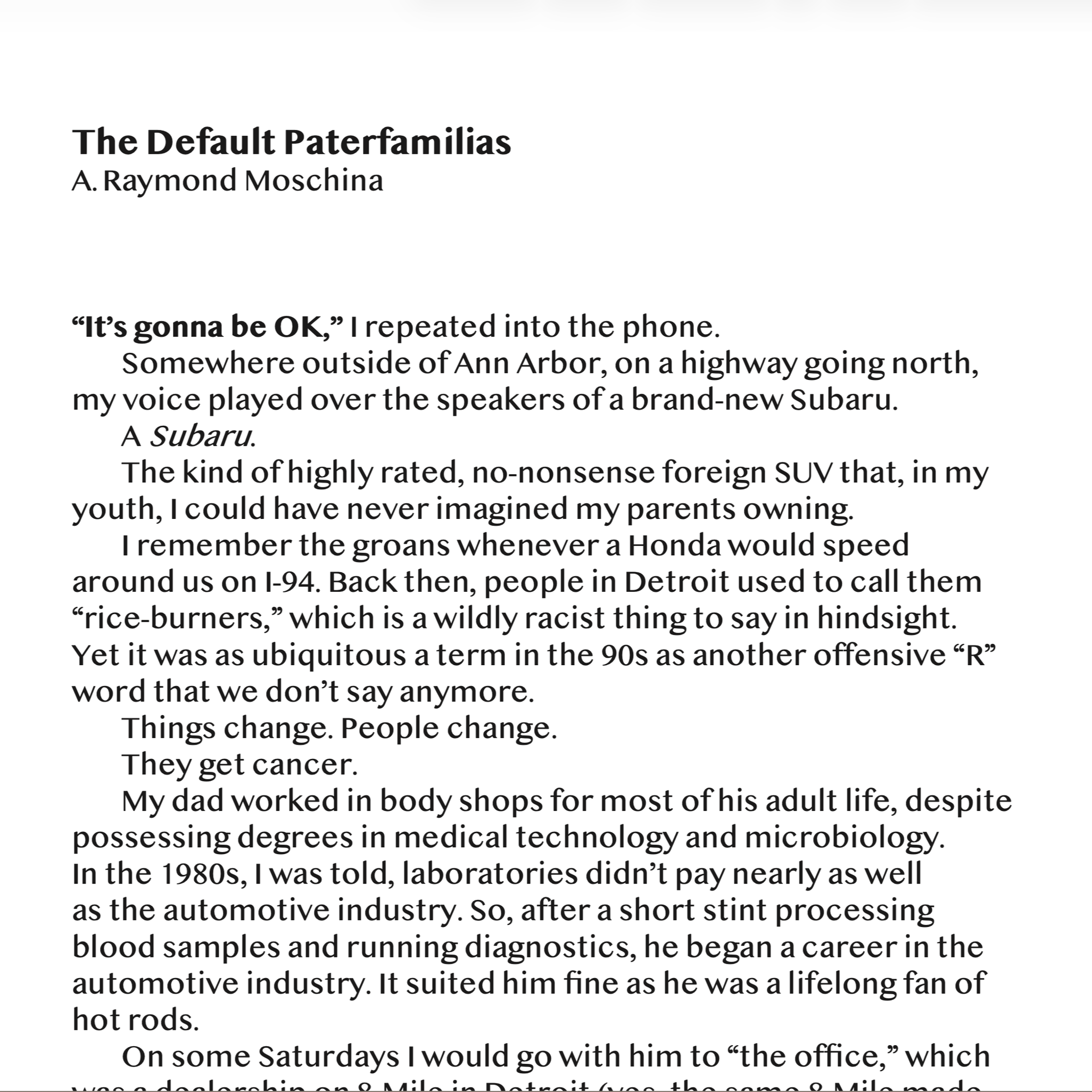 The Default Paterfamilias (Voices vol. XLVI, 2024-25)