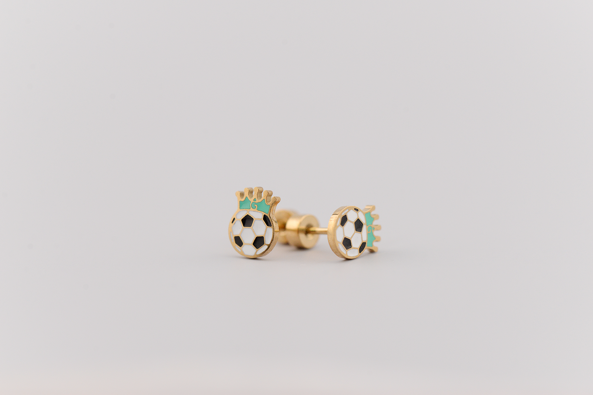 Soccer queen stud earrings for active girls