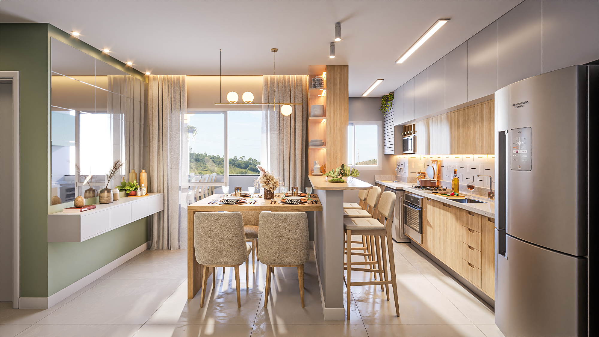 2. Interior: Living + Cozinha Preview - Correção 1 B ☑