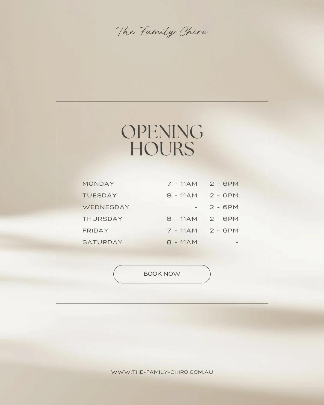 Our opening hours, adjusting to your schedule! Book your appointment now by calling us on (02) 4942 4842 or via our website ✨