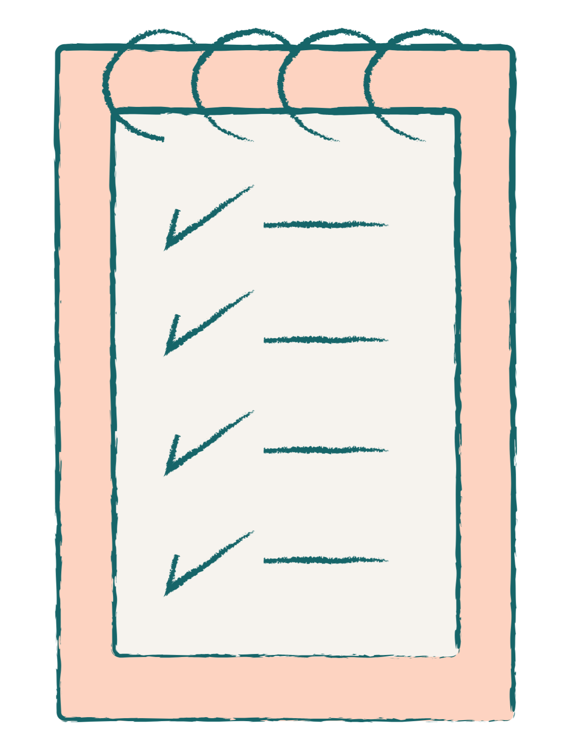 Drawing of a notebook with checks to symbolize structure, consistency, and habits.
