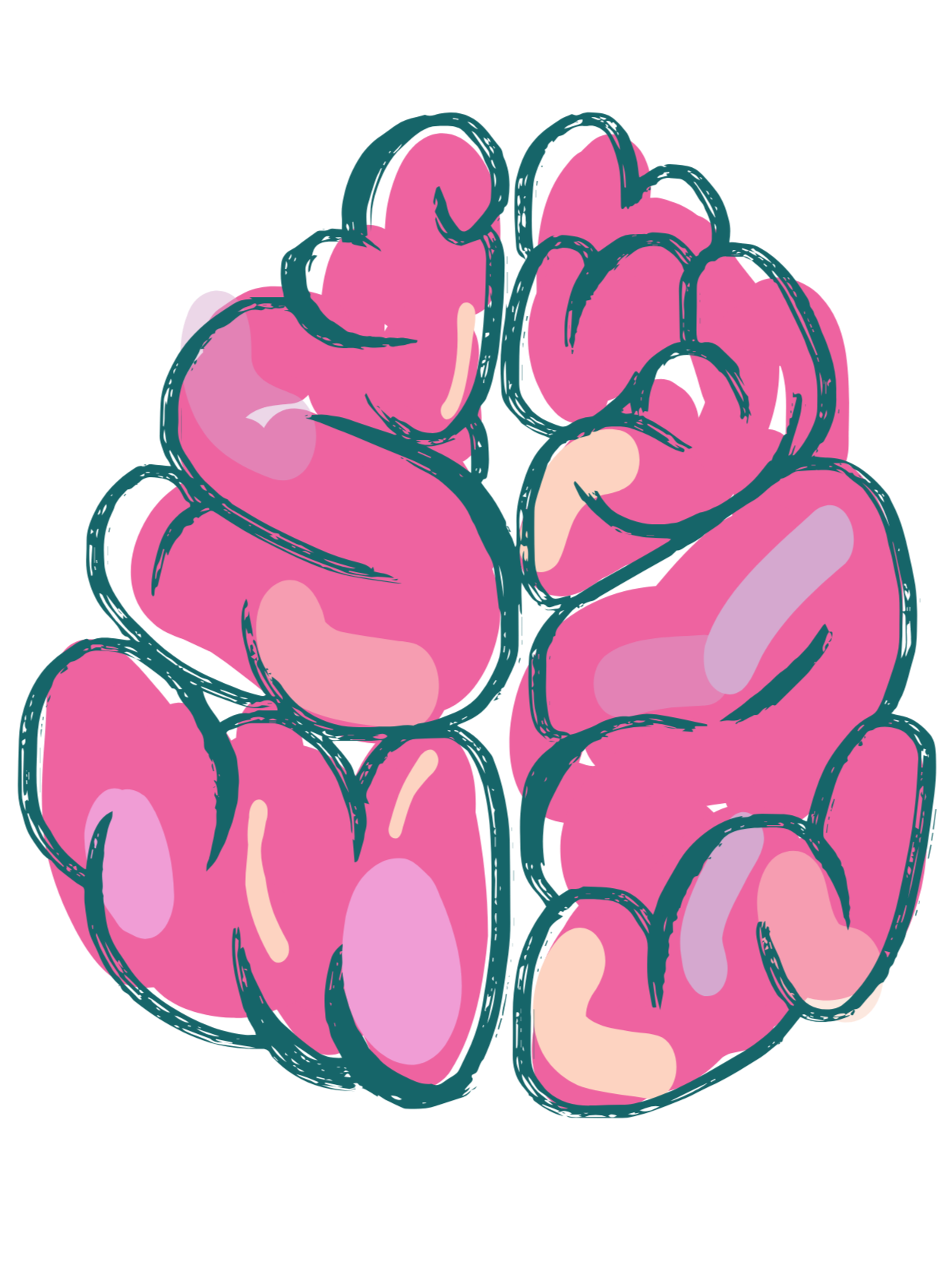 Drawing of a brain to exemplify the mind and positive thoughts
