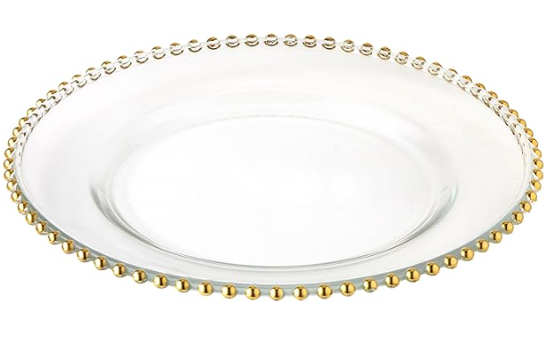 Glass Charger- Gold Beaded