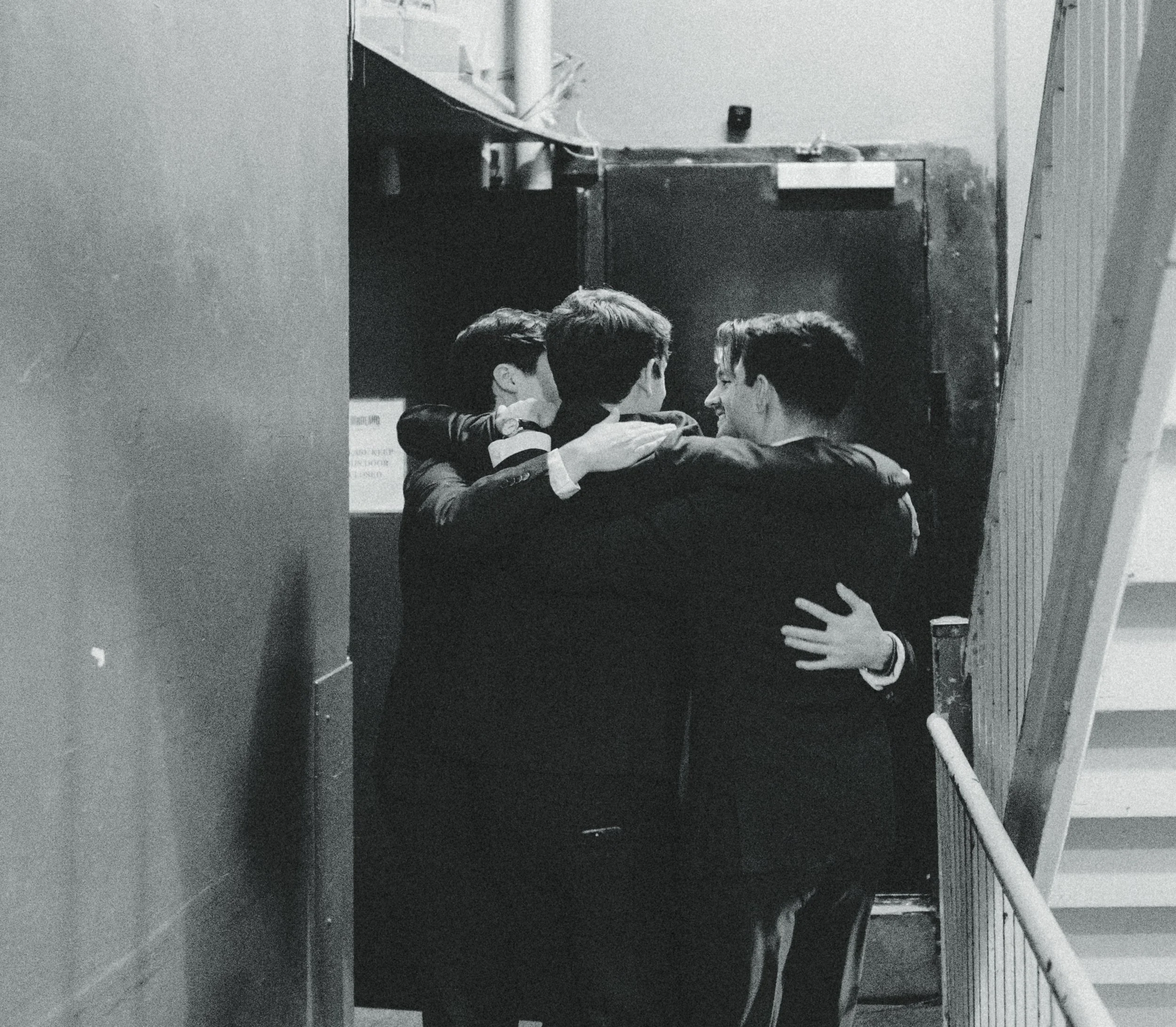 Backstage hug
