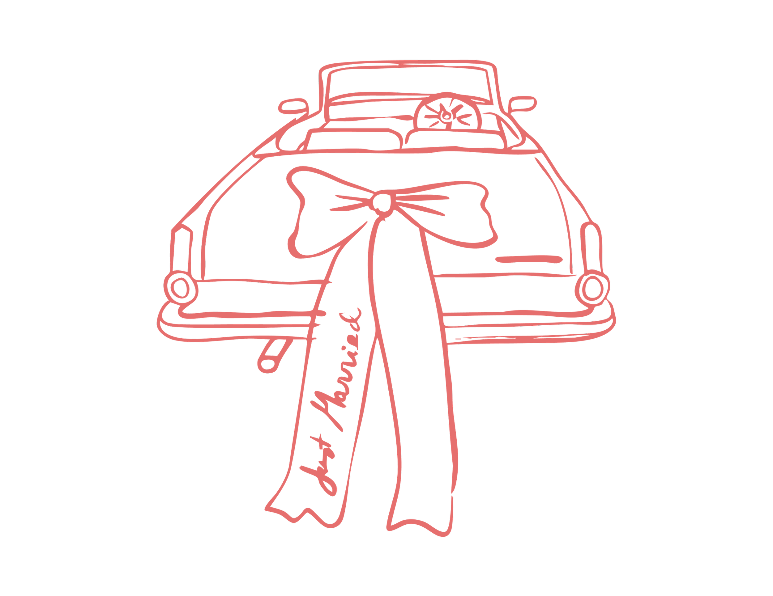 illustration of a get-away wedding car