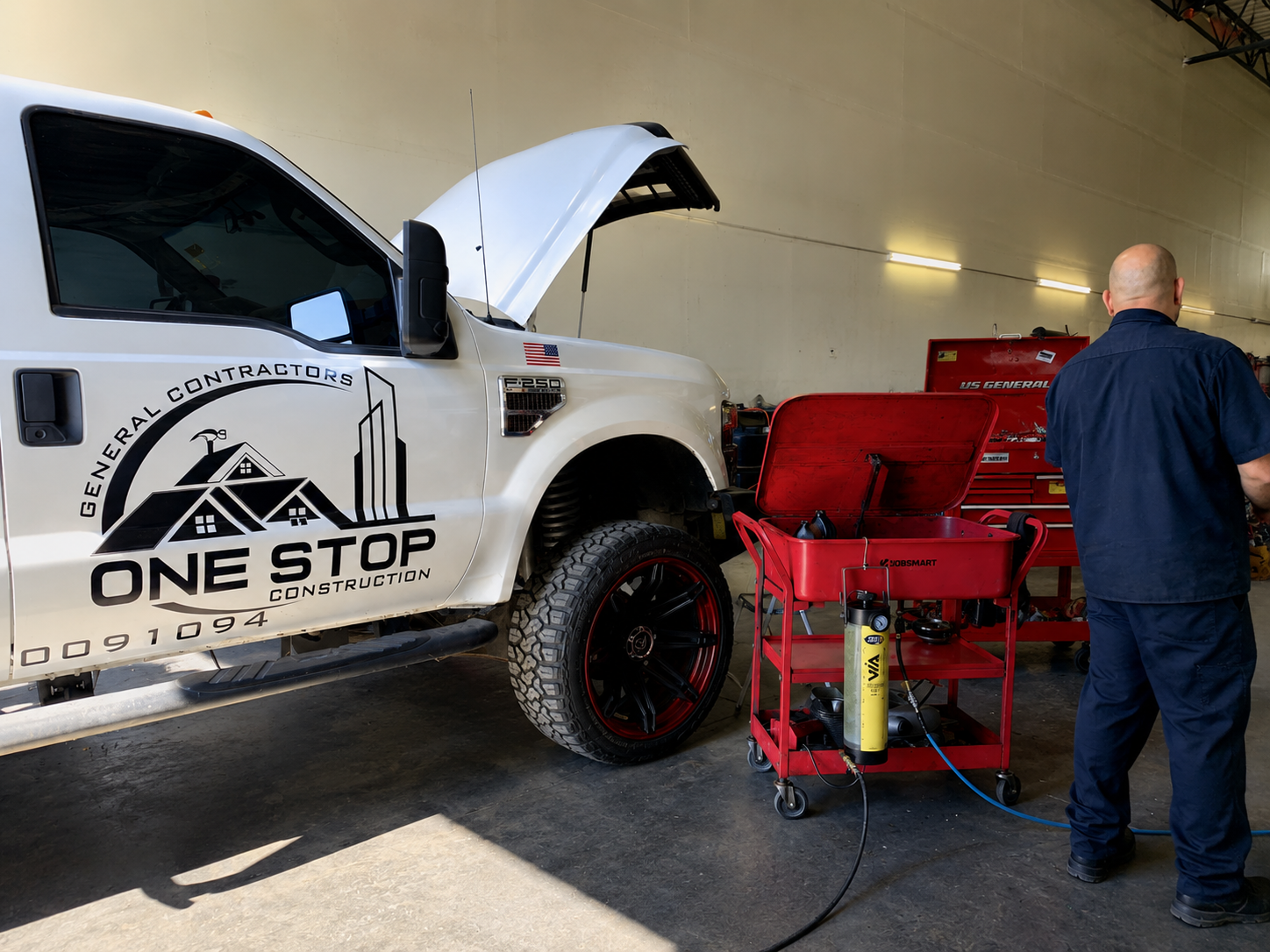 Work truck repair and fleet service support performed in-house.