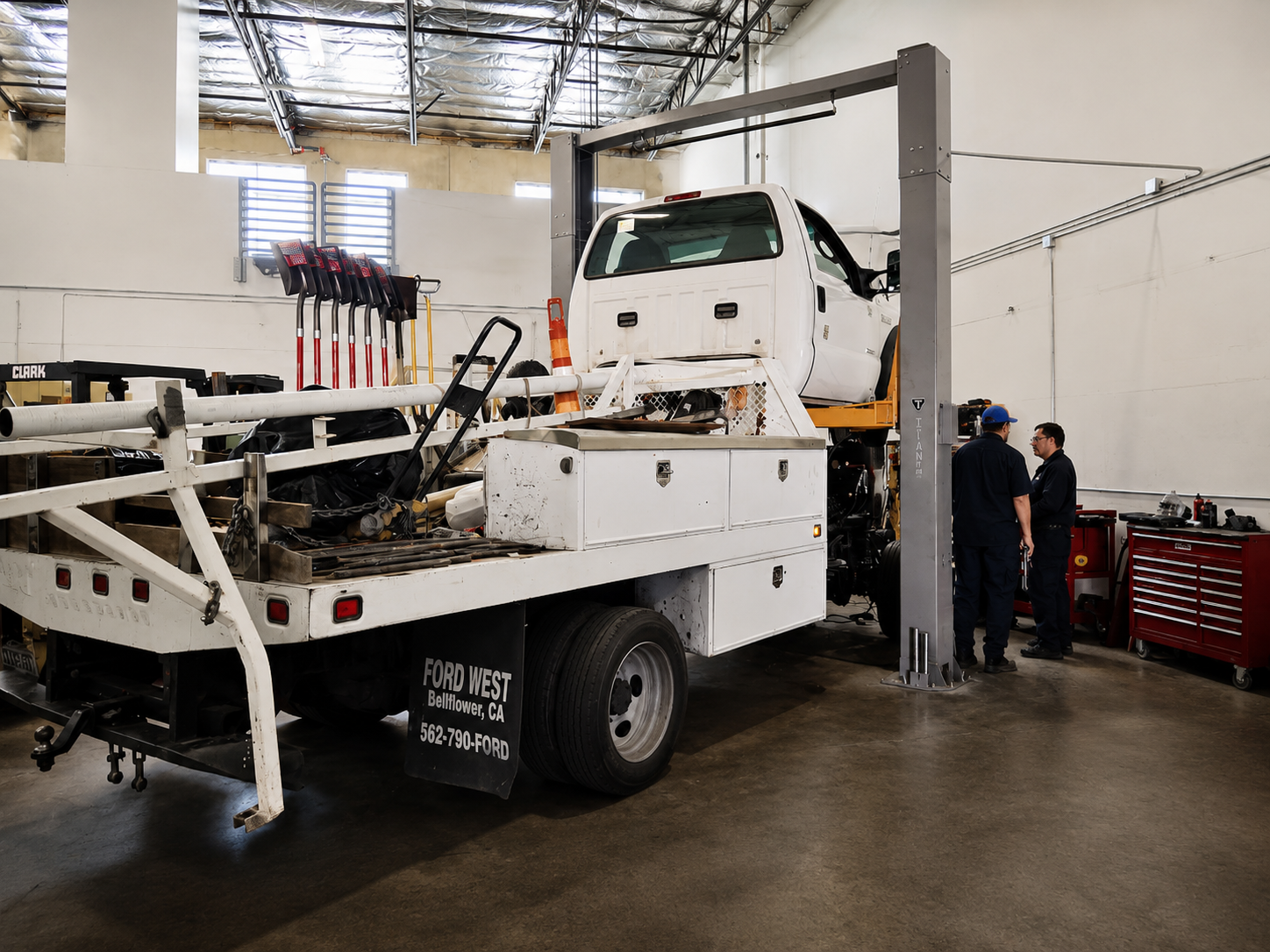 Professional repair procedures for utility trucks and commercial work vehicles performed in a fleet-focused service environment.