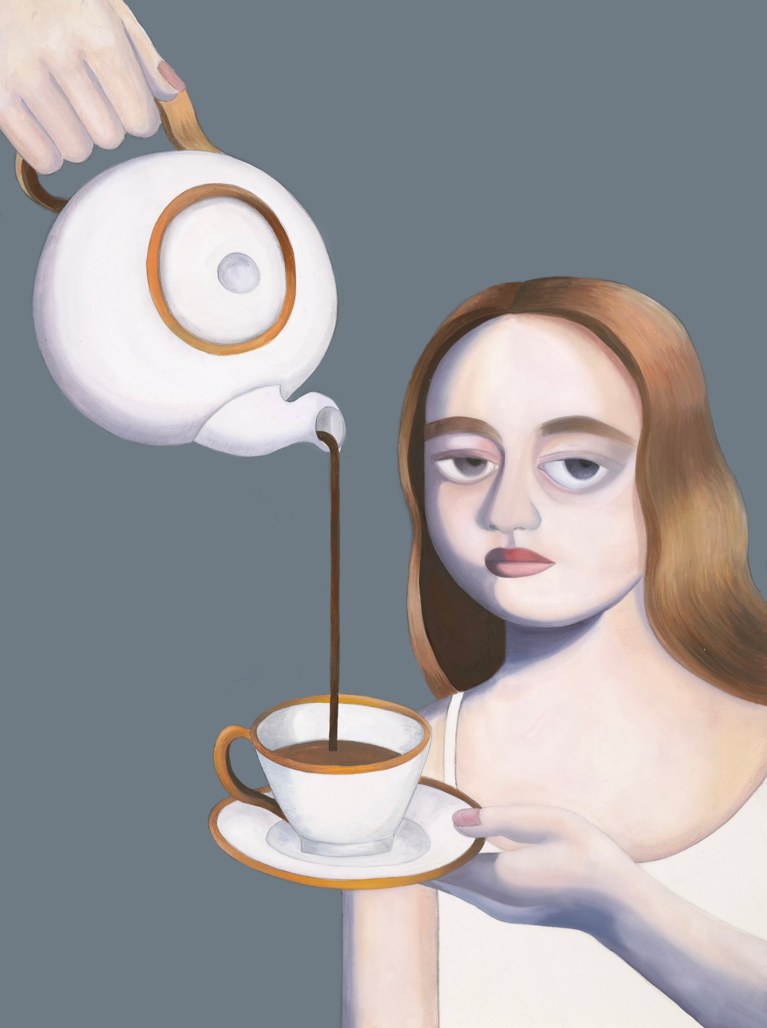 "Girl drinking tea"
Gouache and graphite on paper, 21x29cm