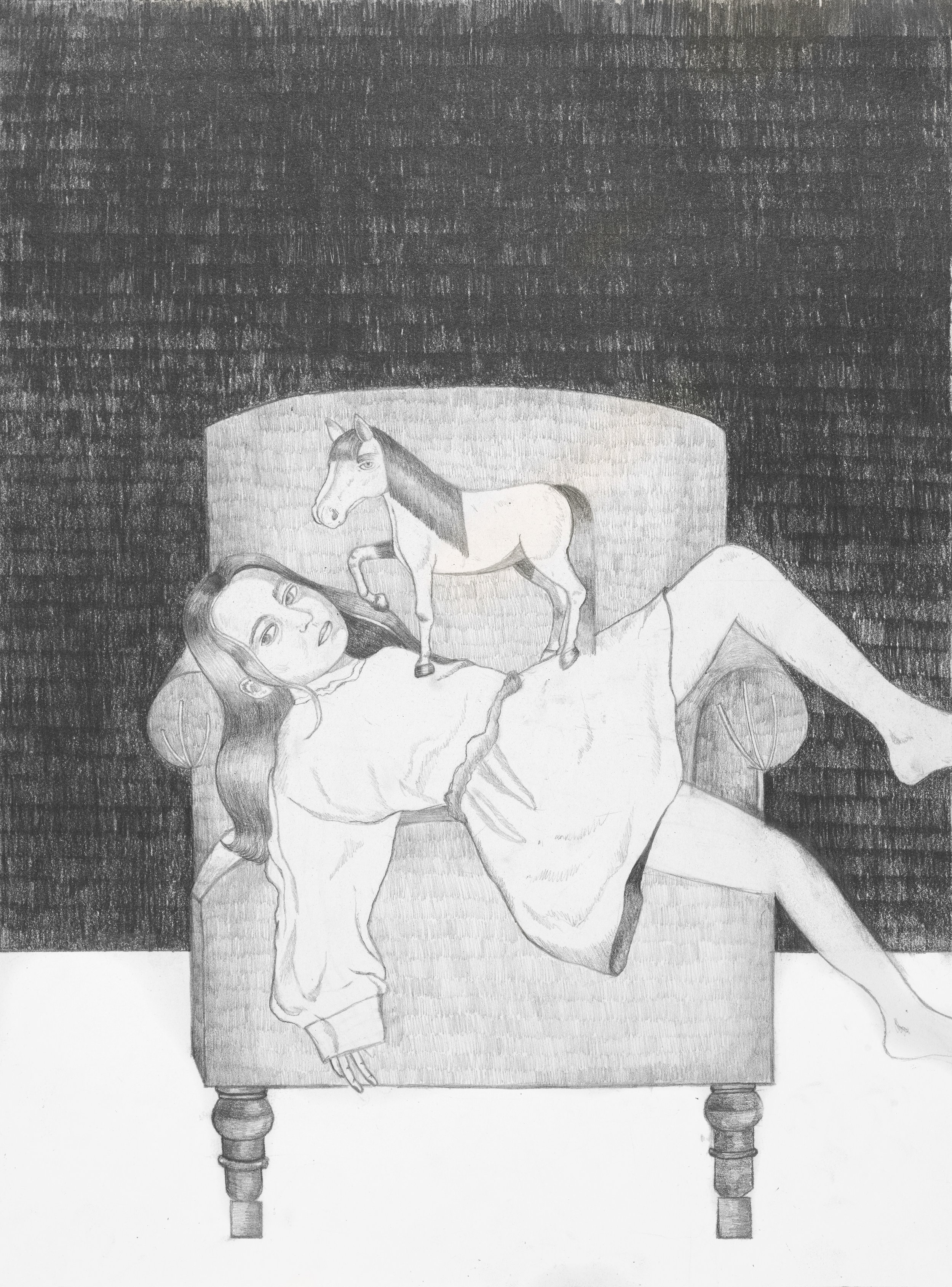 "Girl and Horse"
Graphite on cotton paper, 28x38cm