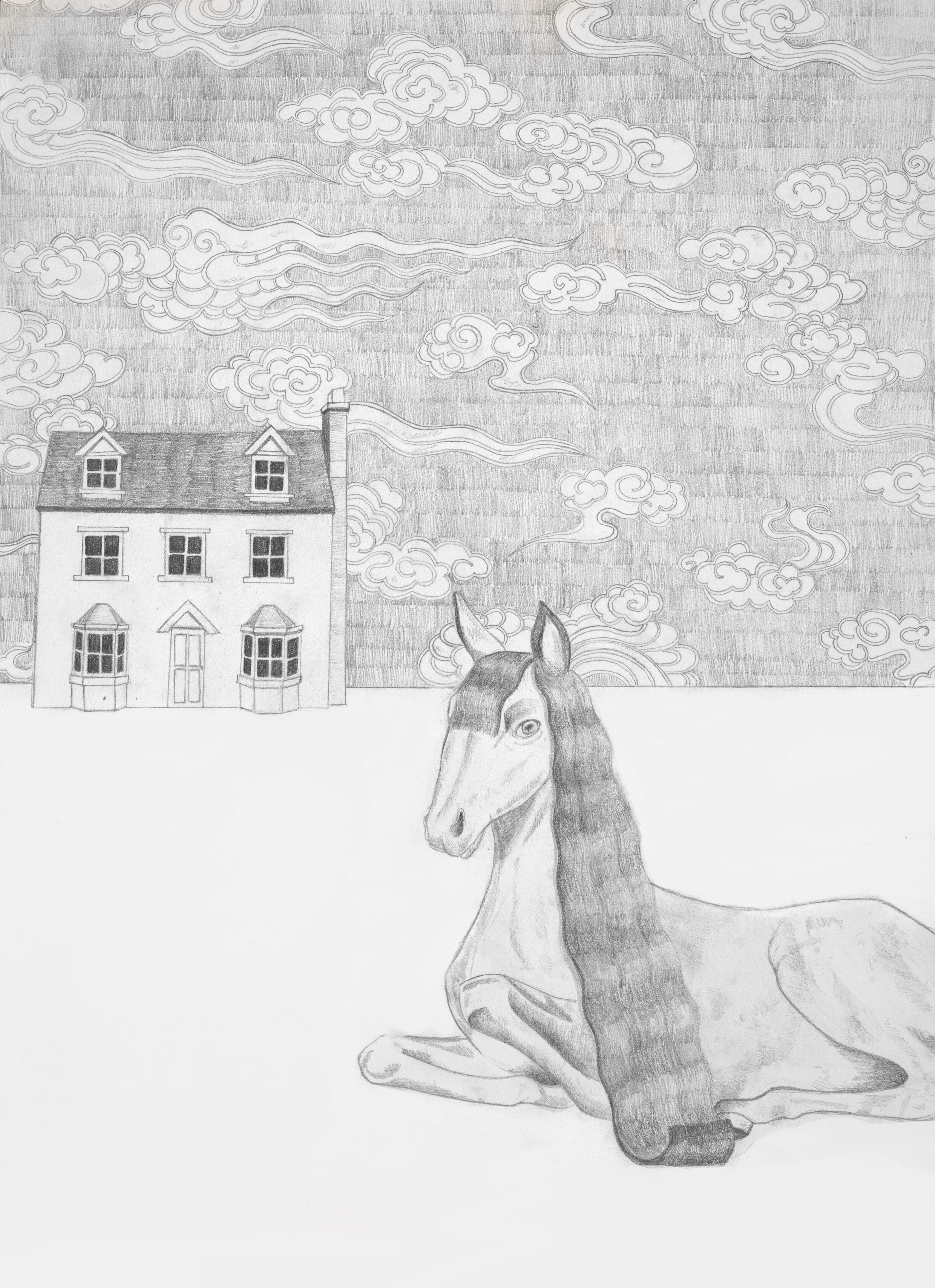 "Caballo y Casita"
Graphite on paper, 29x21cm