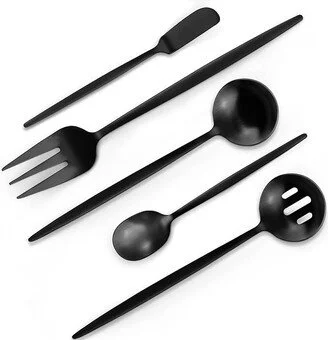 Matte Black Serving Silverware Set