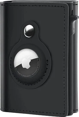 LEATHER AIR TAG WALLET IN BLACK