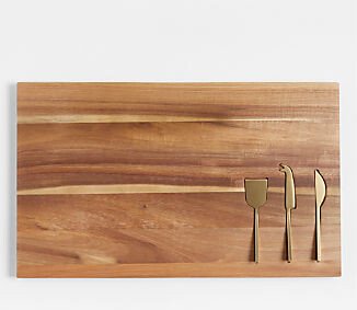 Octavia Large Wood Board with Cheese Knives