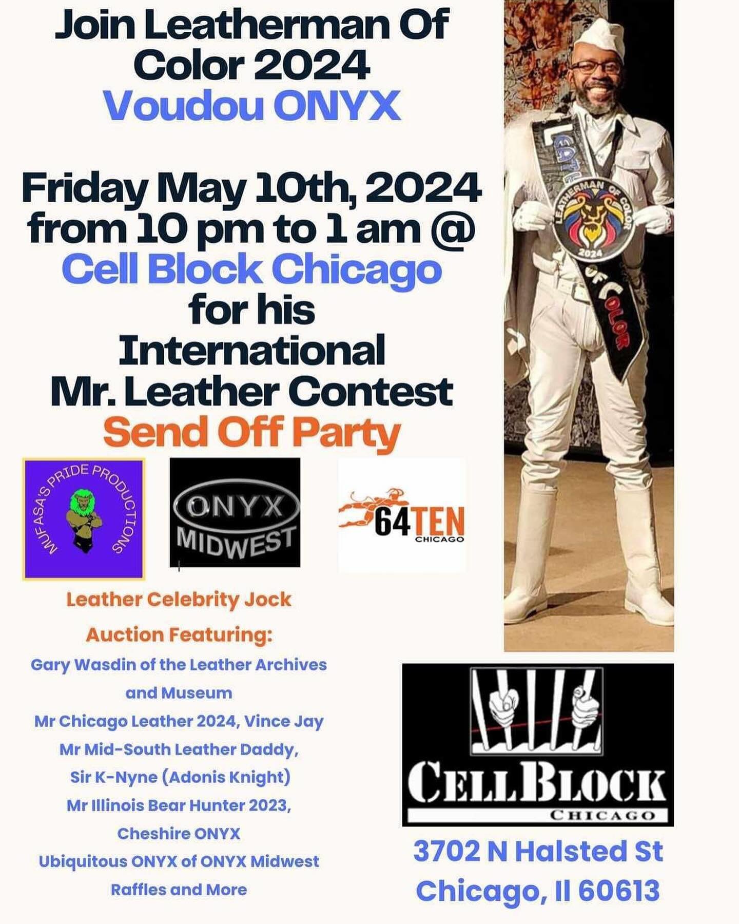 Hey Leather Family! Come out and join me in, sending off my Leather Brother, @voudou_onyx the current Leatherman of Color for IML46 next Friday at 10 PM @cellblockchi I&rsquo;ll be paraded out and my jockstrap auctioned off to a lucky winner 😉

#iml