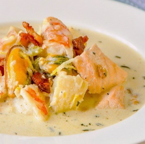 Pacific Seafood Chowder, Belgian Chocolate Truffle Cake