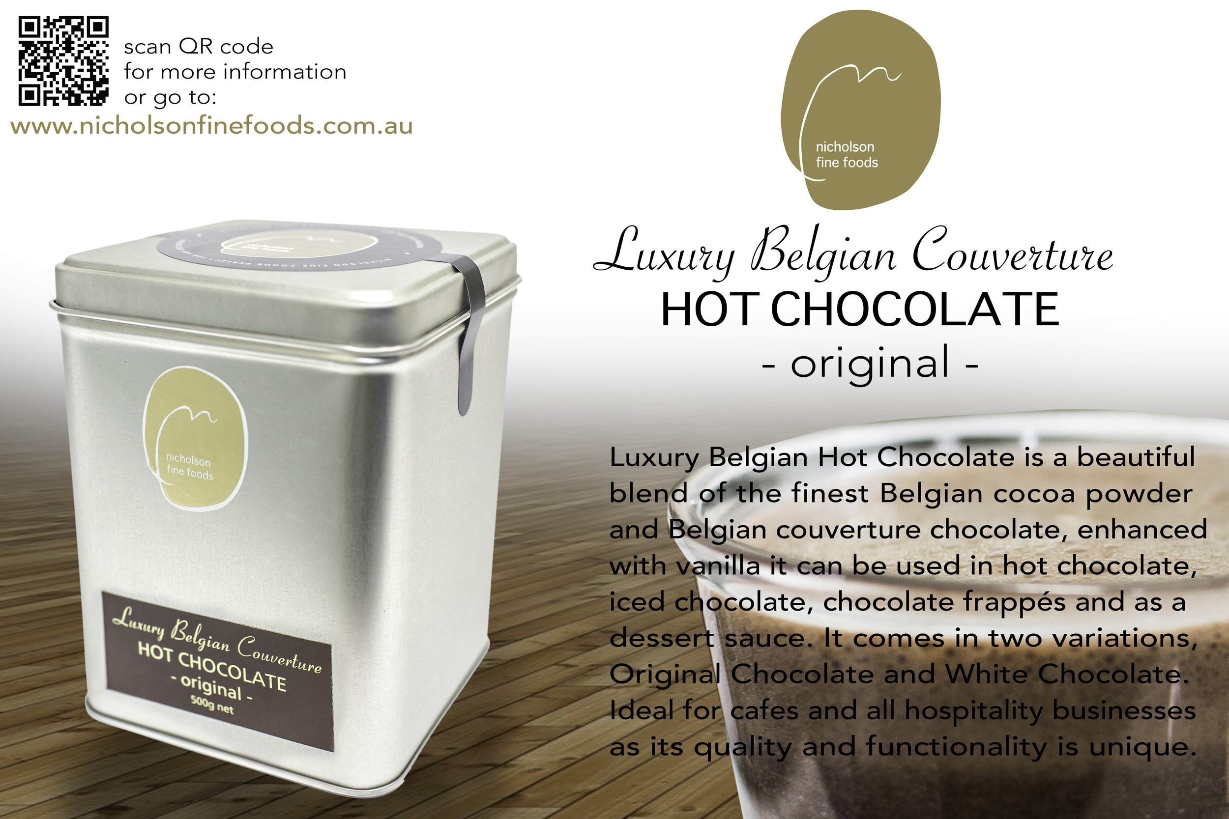 Original or White Luxury Belgian Couverture Hot Chocolate Range retail 500g Foodservice 1kg..jpg
