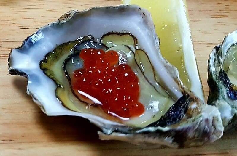 Oyster with red Chilli Garnishing Pearls.jpg