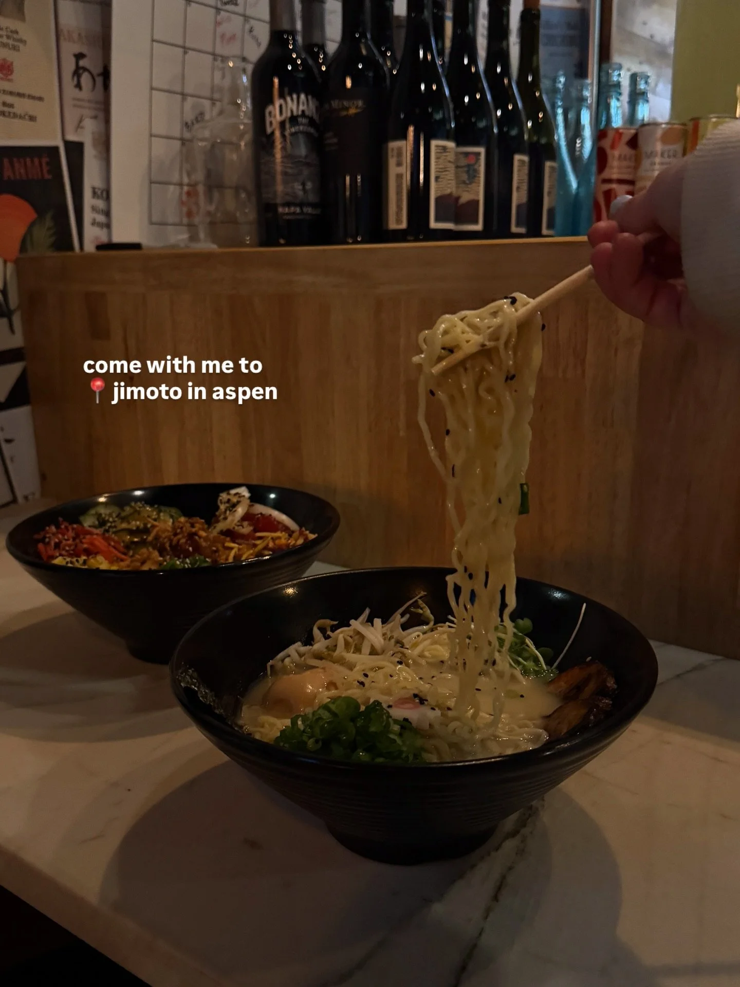 the coziest ramen bar in aspen @jimotoramen 

definitely check it out if you&rsquo;re ever visiting this iconic mountain town!! 

thanks for having us @jimotoramen &amp; @chatterclub 🫶