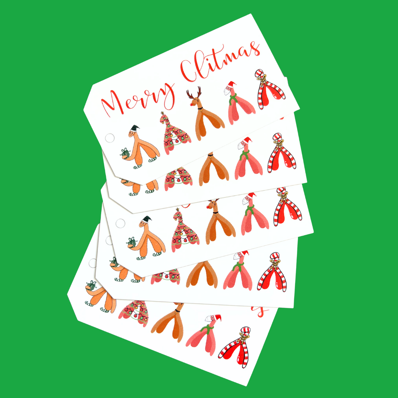 Pack of 5 present tags - Merry Clitmas