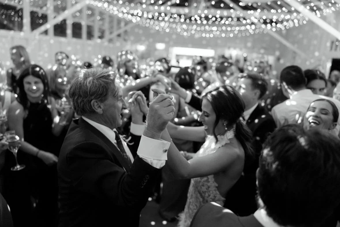 A pumping wedding dance floor, club vibes.