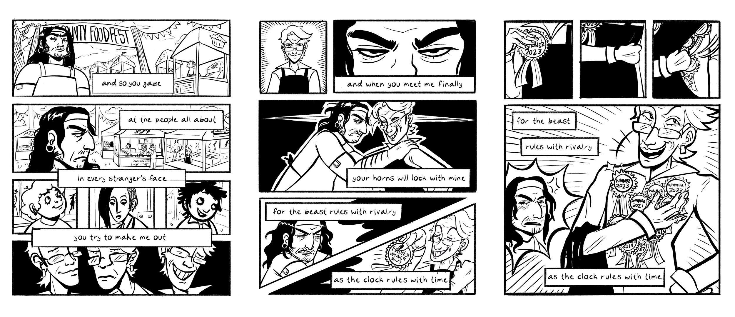 Foodfest - Comic featuring lyrics from Hairstyle of the Devil by Momus 