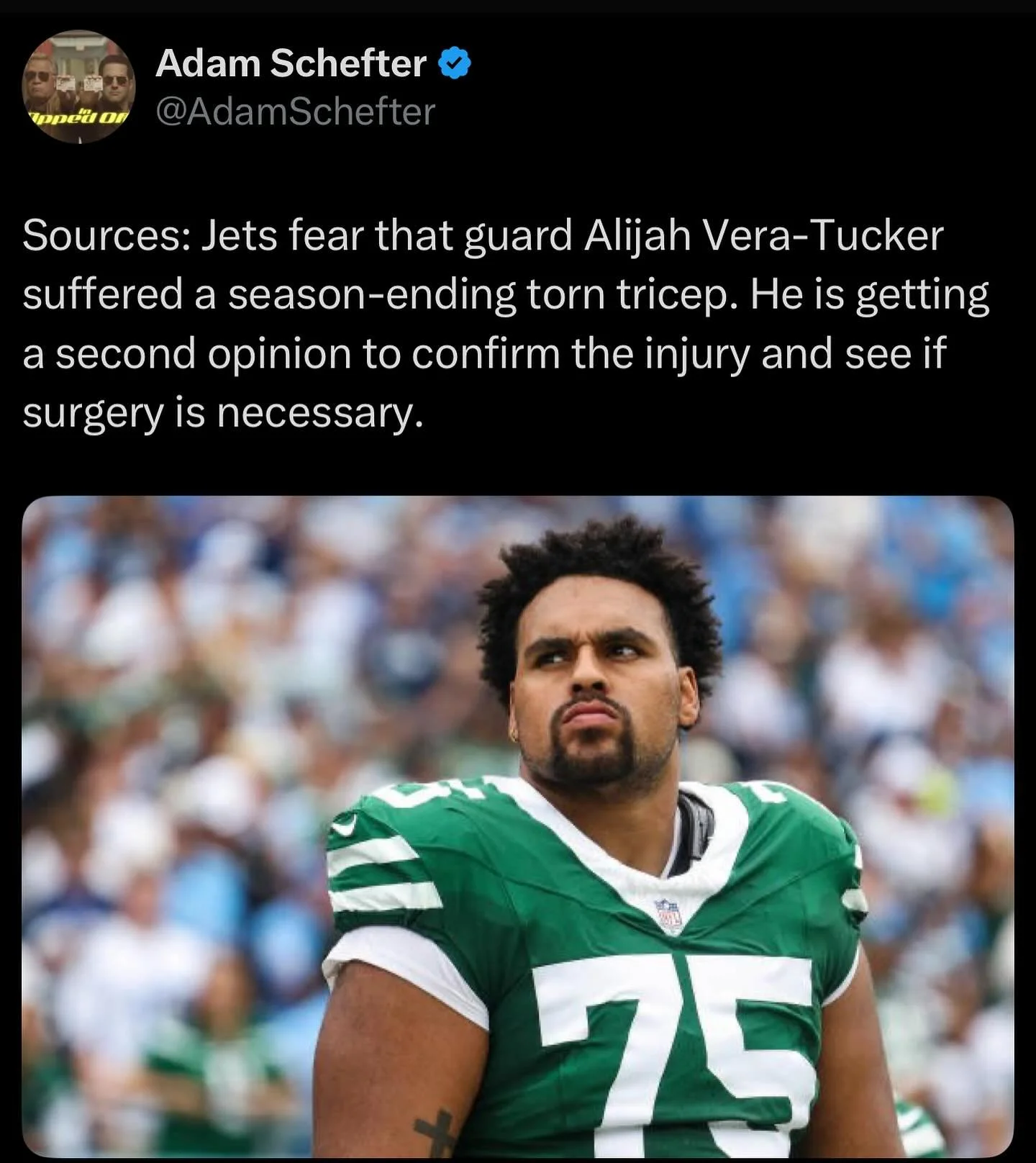 HUGE blow for the Jets who were trying to become a physical run-first team this year under first year head coach Aaron Glenn.
Alijah Vera-Tucker is super talented but also has battled multiple injuries since being drafted. Jets will still have a good