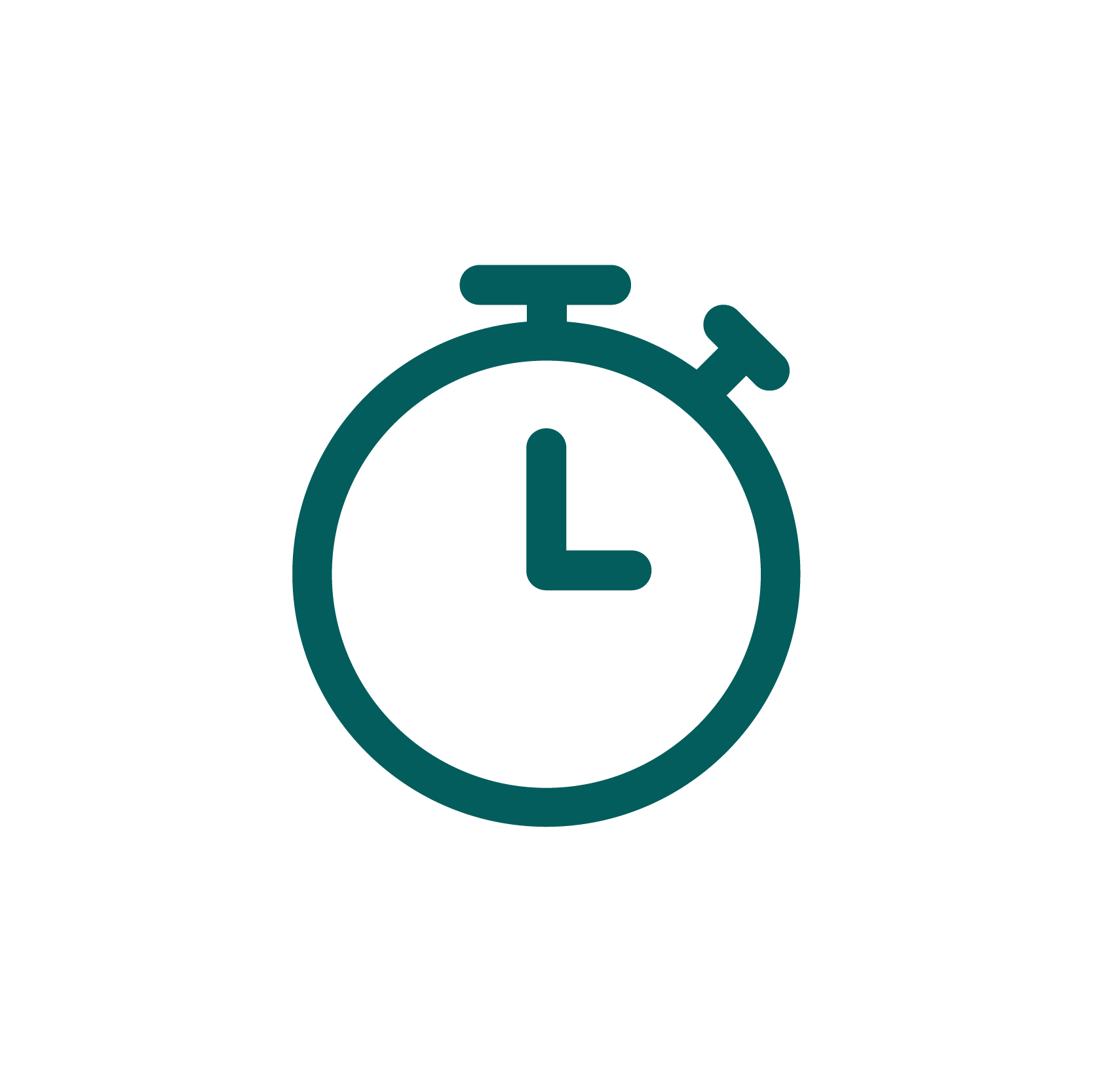 Icon of a stopwatch or timer with a clock face showing 3 o'clock and a small button on top, on a black background.
