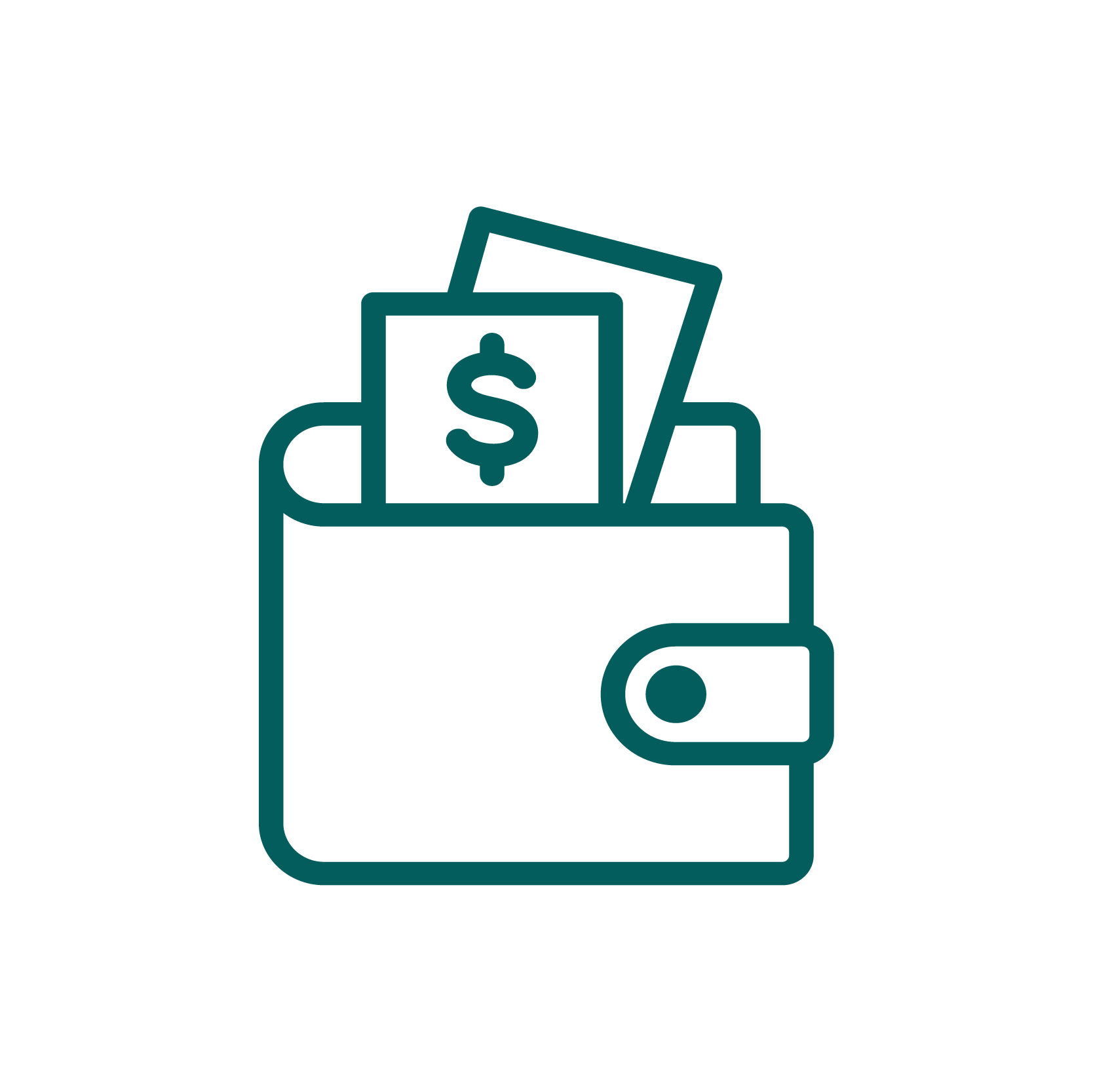Line drawing of a cash register with money and receipts coming out of it.