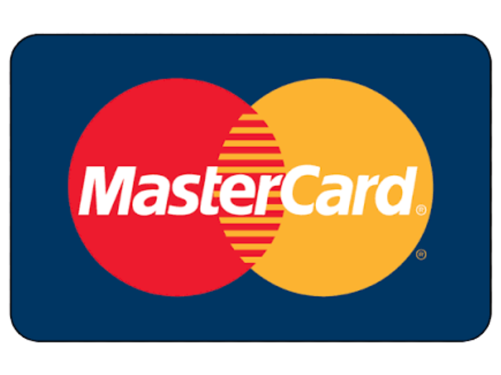 MasterCard logo with red and yellow circles overlapping on a dark background.